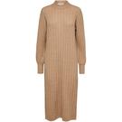 Taupe chaud - Selected Femme - Curved Ribbed Knitted Dress - 1
