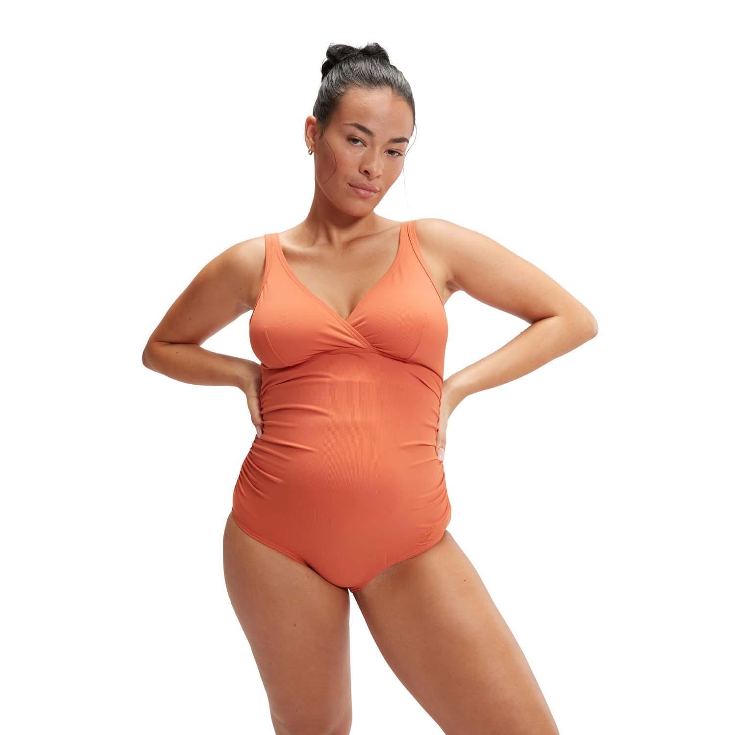 Orange - Speedo - V-Neck Maternity U-Back Swimsuit - 2