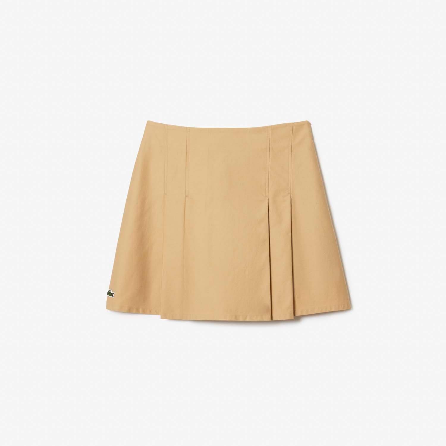 Beige - Lacoste - Short Pleated Cotton Skirt - 3