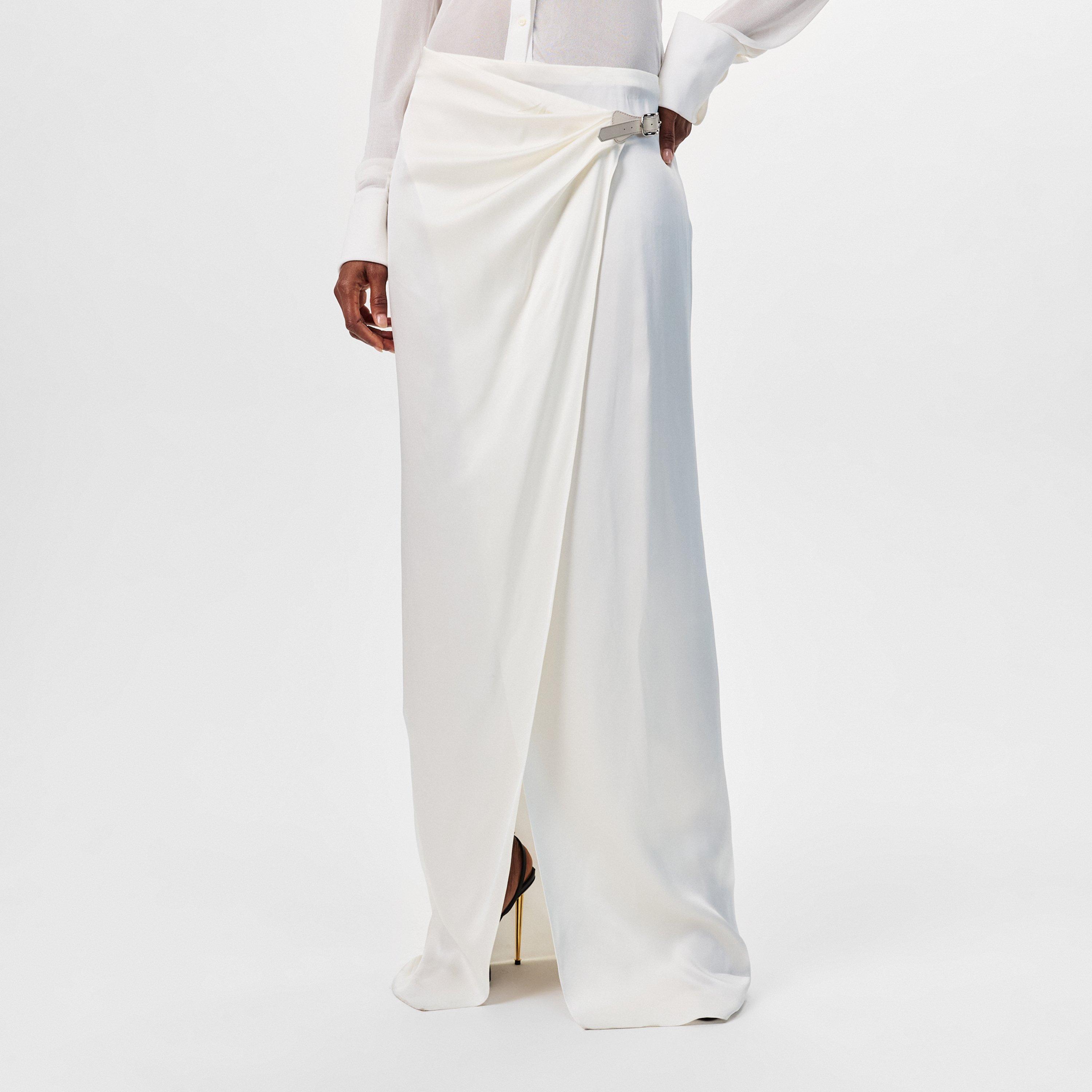 Grunge White - Tom Ford - Women's Silk Maxi Skirt - 3