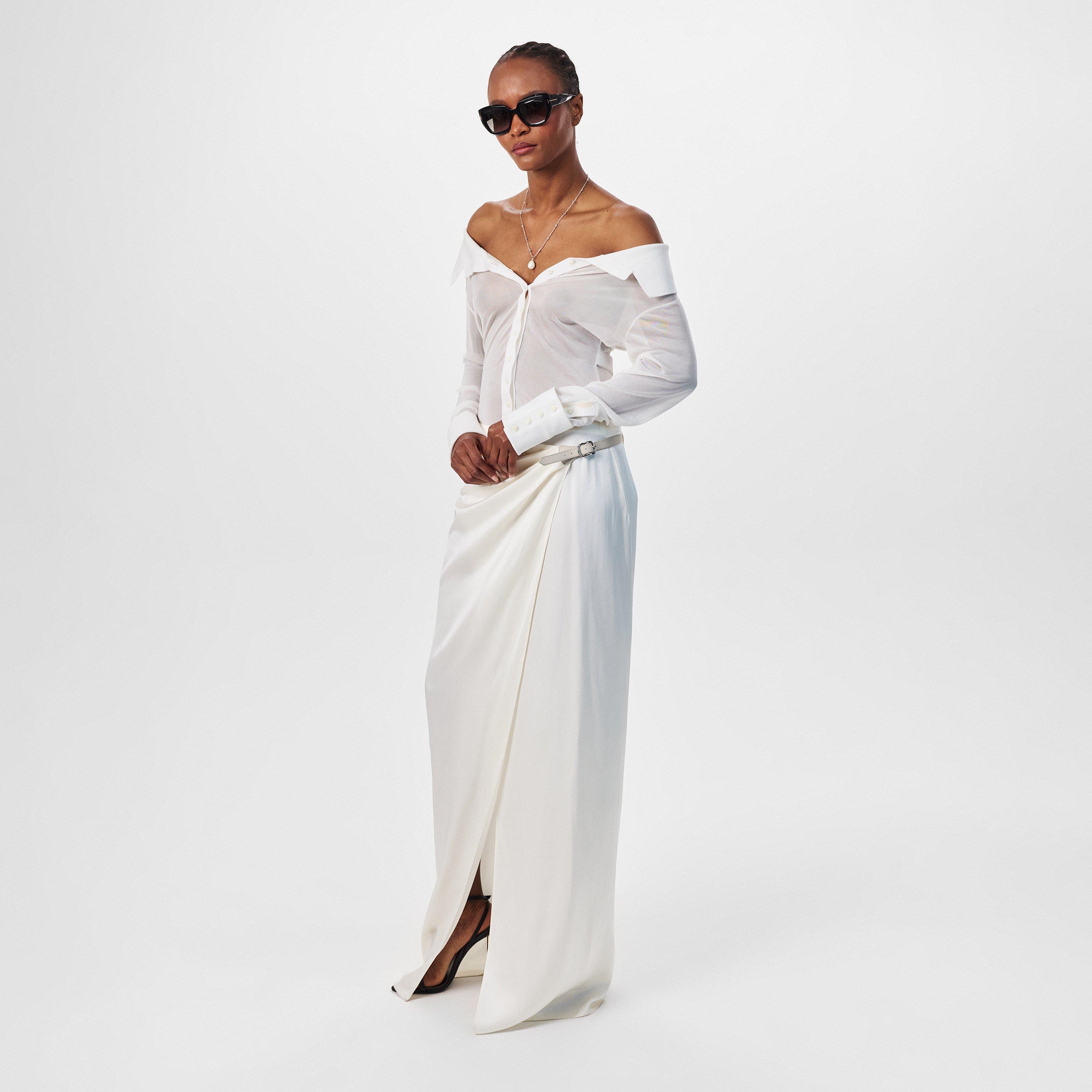 Grunge White - Tom Ford - Women's Silk Maxi Skirt - 6