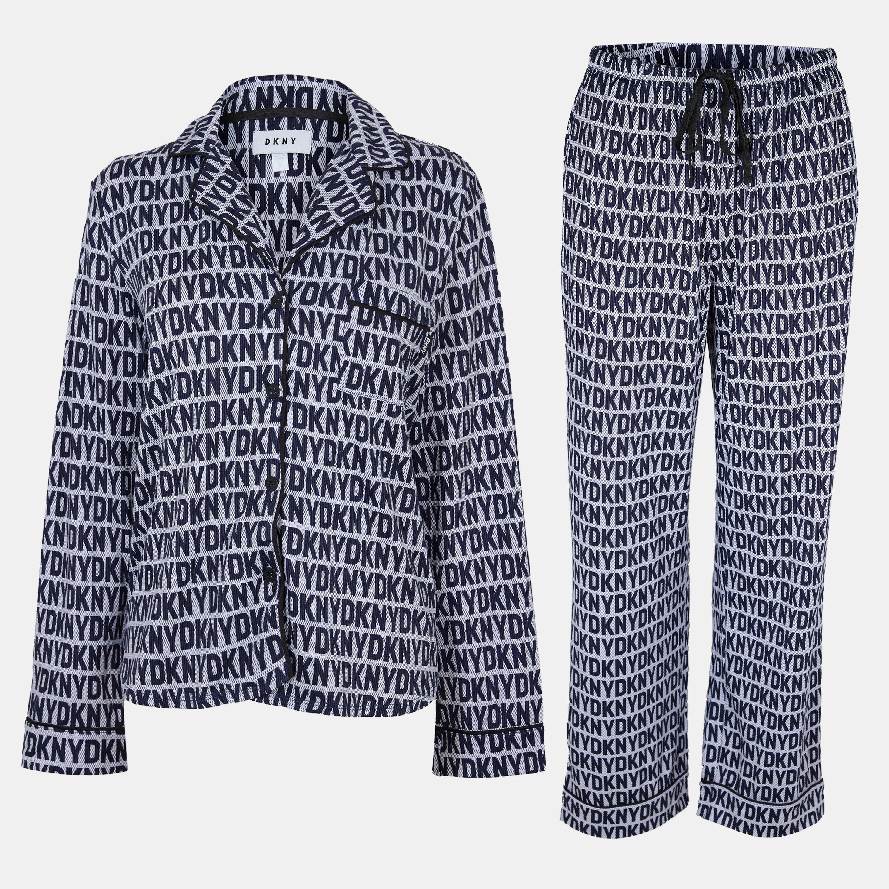 Black/White - DKNY - Women's Logo Set Long Sleeve Pyjama Set - 1