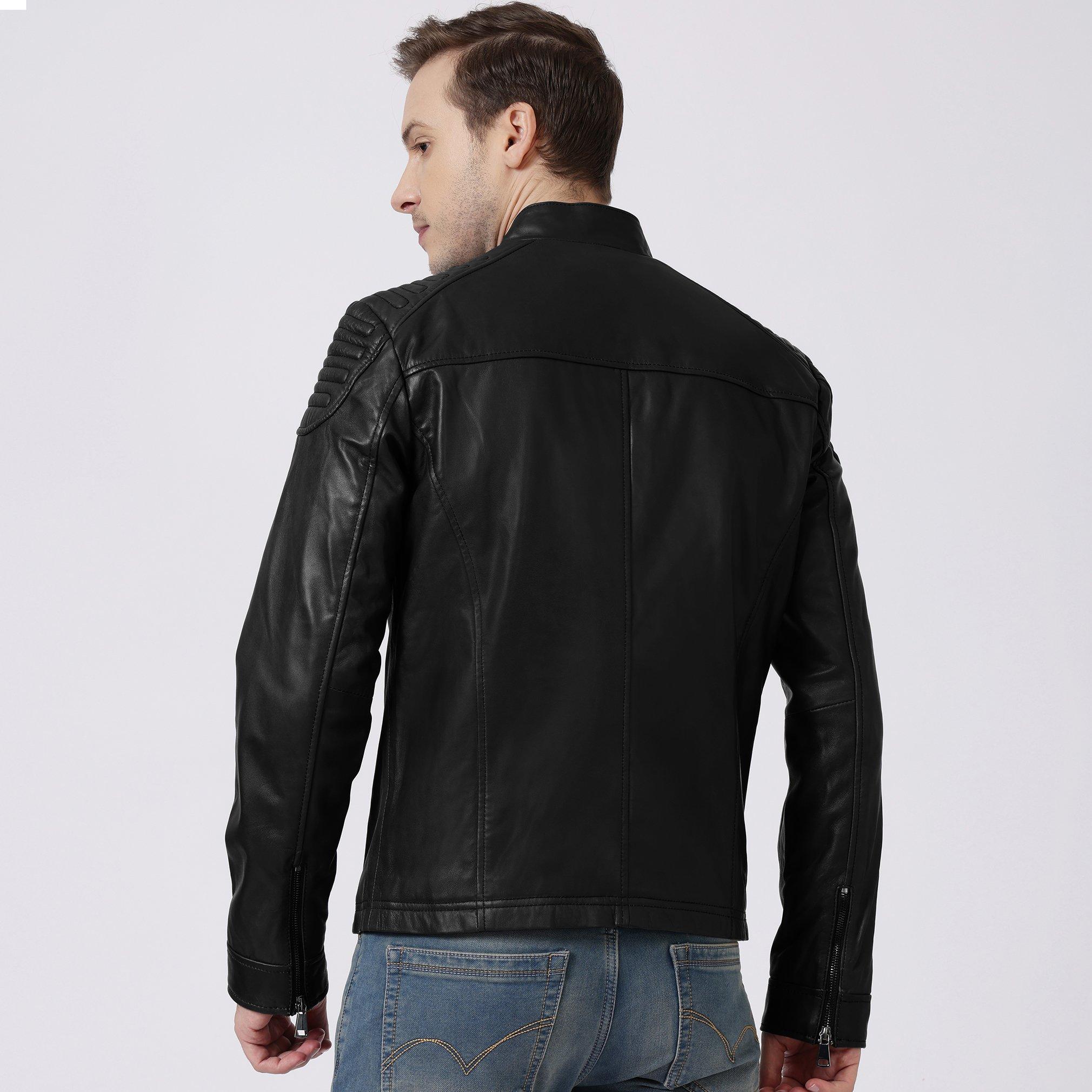 Black - PRIMEHIDE Leather - Men's Thomas Biker Leather Long Sleeve Leather Jacket - 2