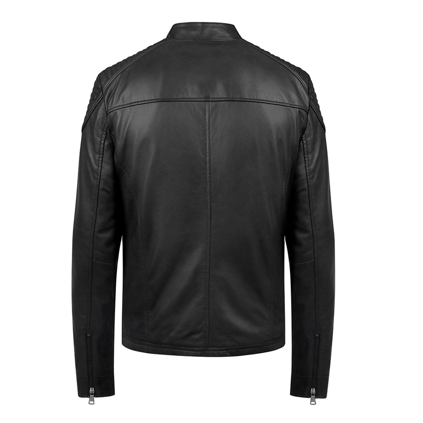 Black - PRIMEHIDE Leather - Men's Thomas Biker Leather Long Sleeve Leather Jacket - 3