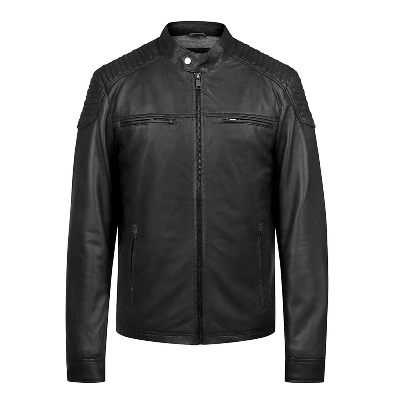 Black - PRIMEHIDE Leather - Men's Thomas Biker Leather Long Sleeve Leather Jacket - 5