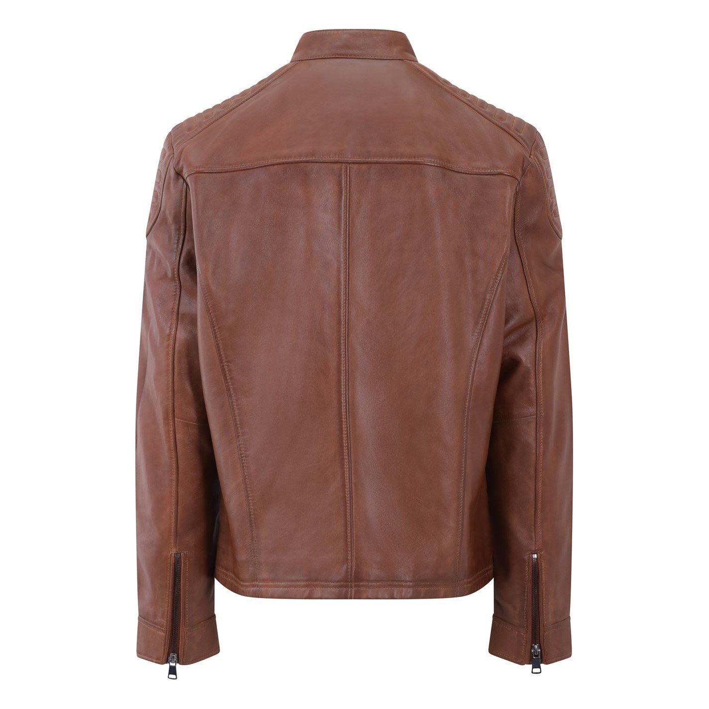 Brown - PRIMEHIDE Leather - Men's Thomas Biker Leather Long Sleeve Leather Jacket - 3