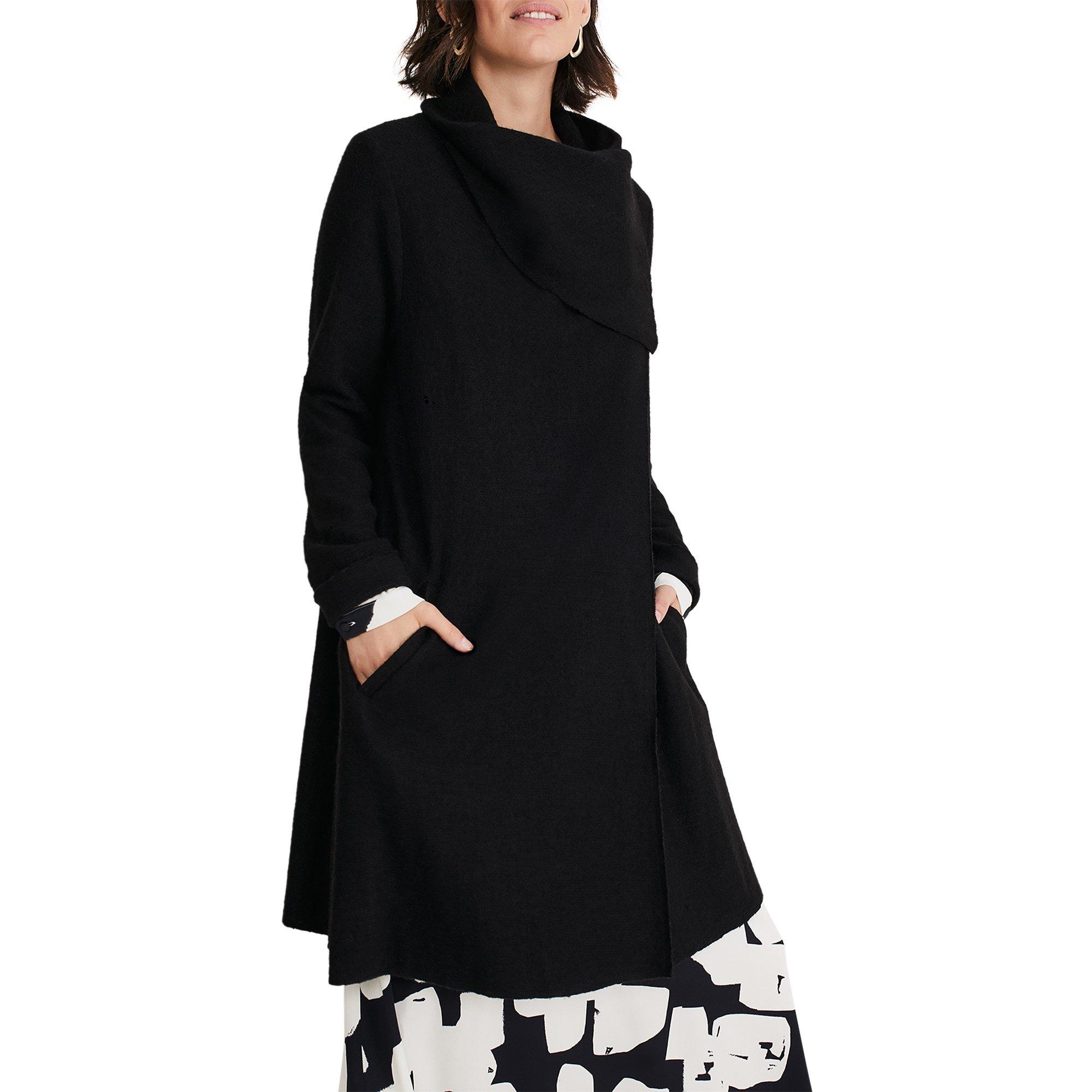 Black - Phase Eight - Women's Bellona Wool Blend Wrap Around Coat - 2