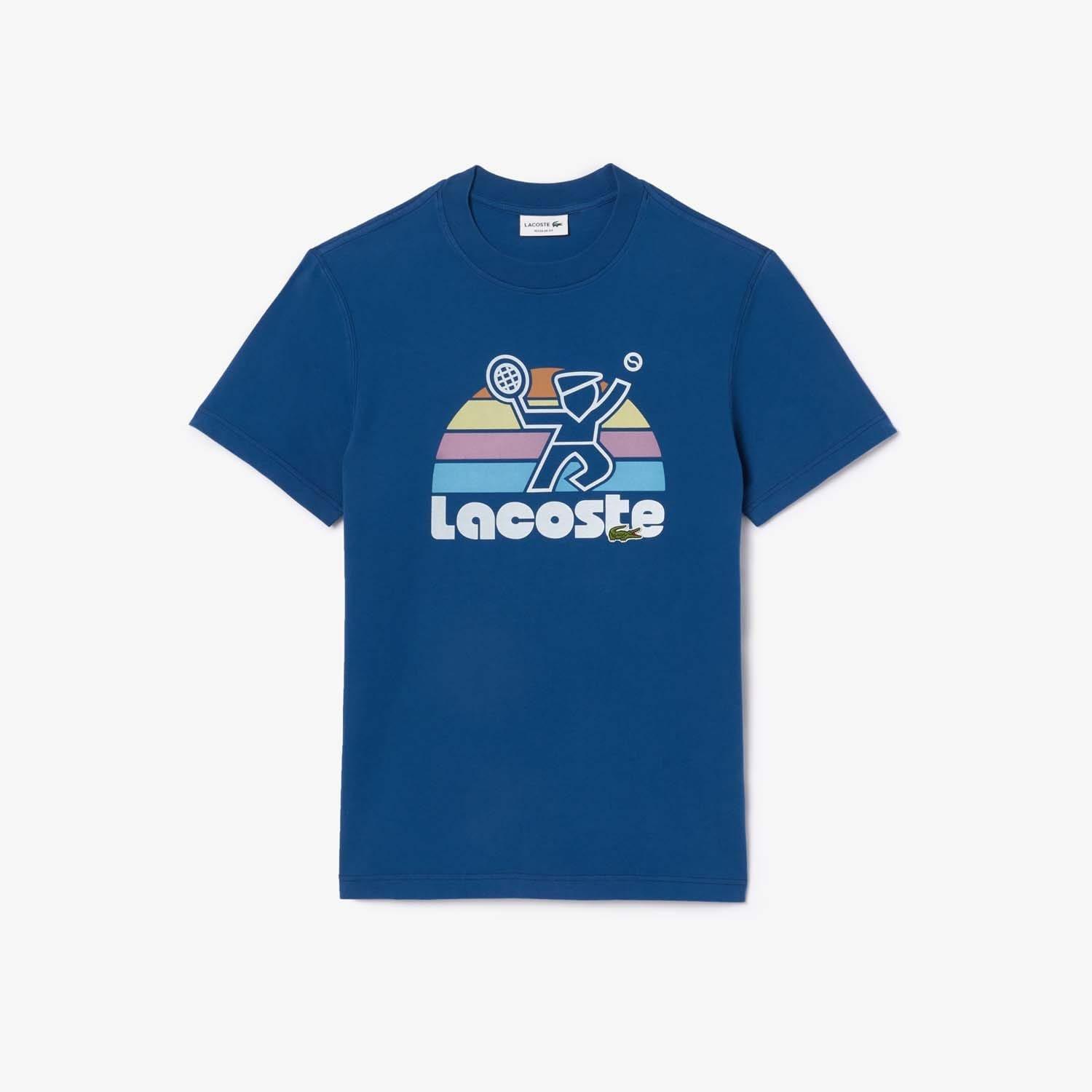 Blue - Lacoste - Washed Effect Tennis Paris T-Shirt - 1