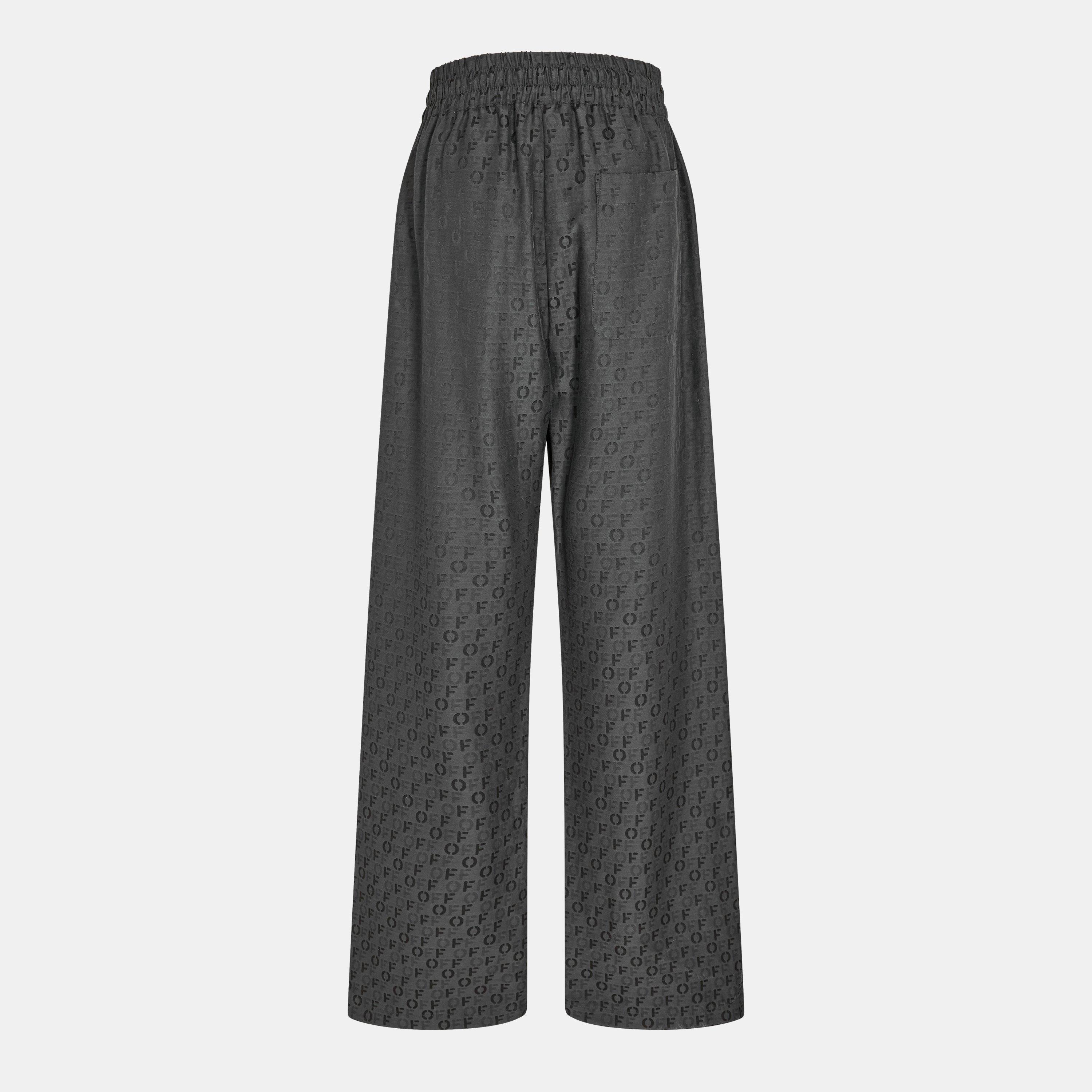 Black - Off White - Men's Pyjama Trousers - 2