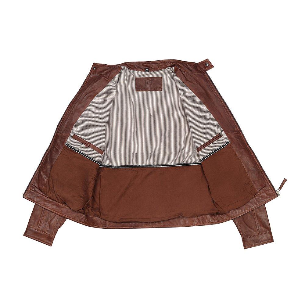 Cognac - PRIMEHIDE Leather - Roman Men’s Biker Style Leather Jacket - 4