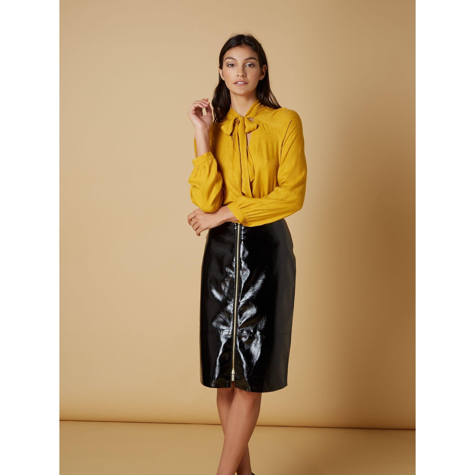 Gul - Biba - Leopard Jacquard Pussybow Blouse - 2