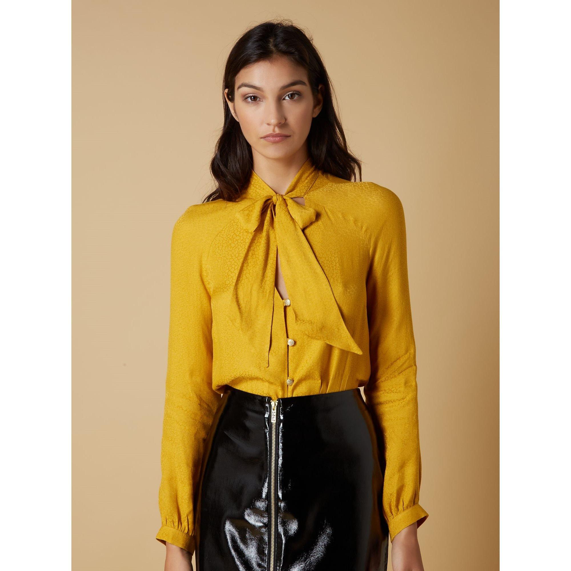 Gul - Biba - Leopard Jacquard Pussybow Blouse - 4