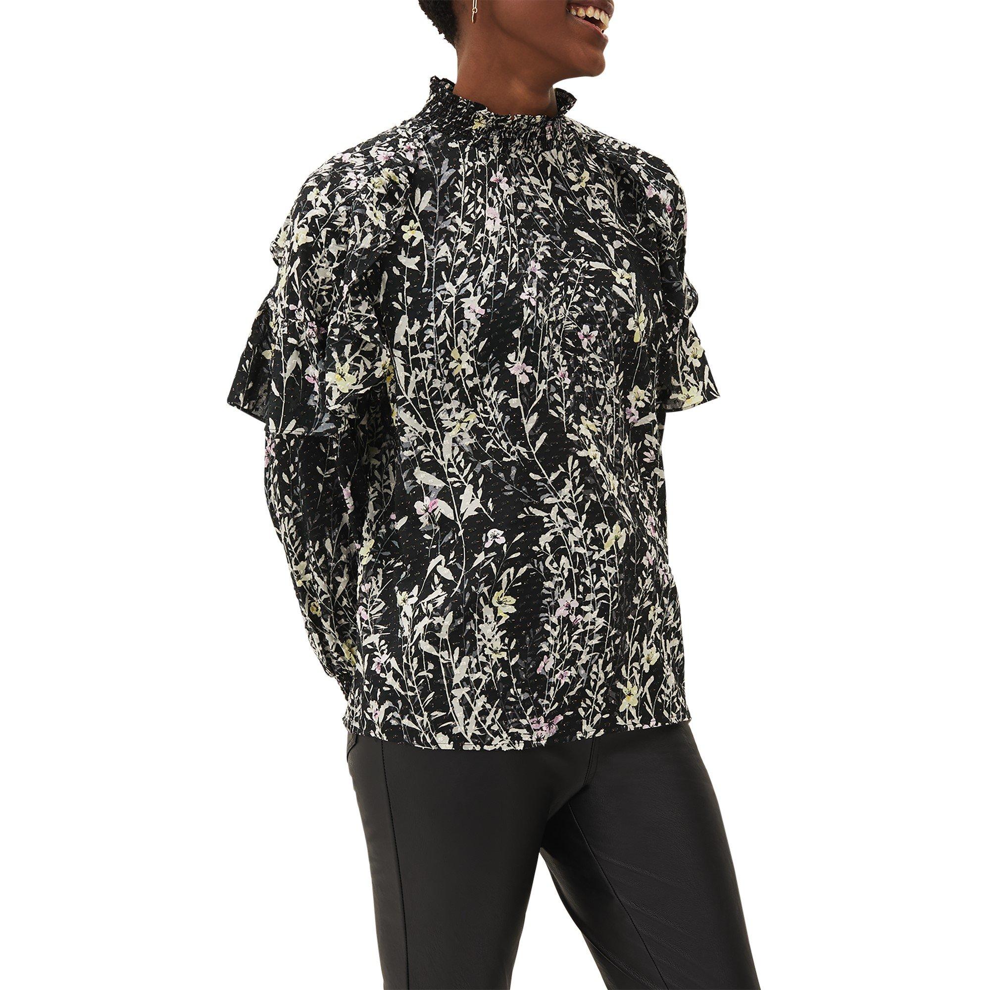 Black - Phase Eight - Daphne High Neck Ruffle Blouse - 2