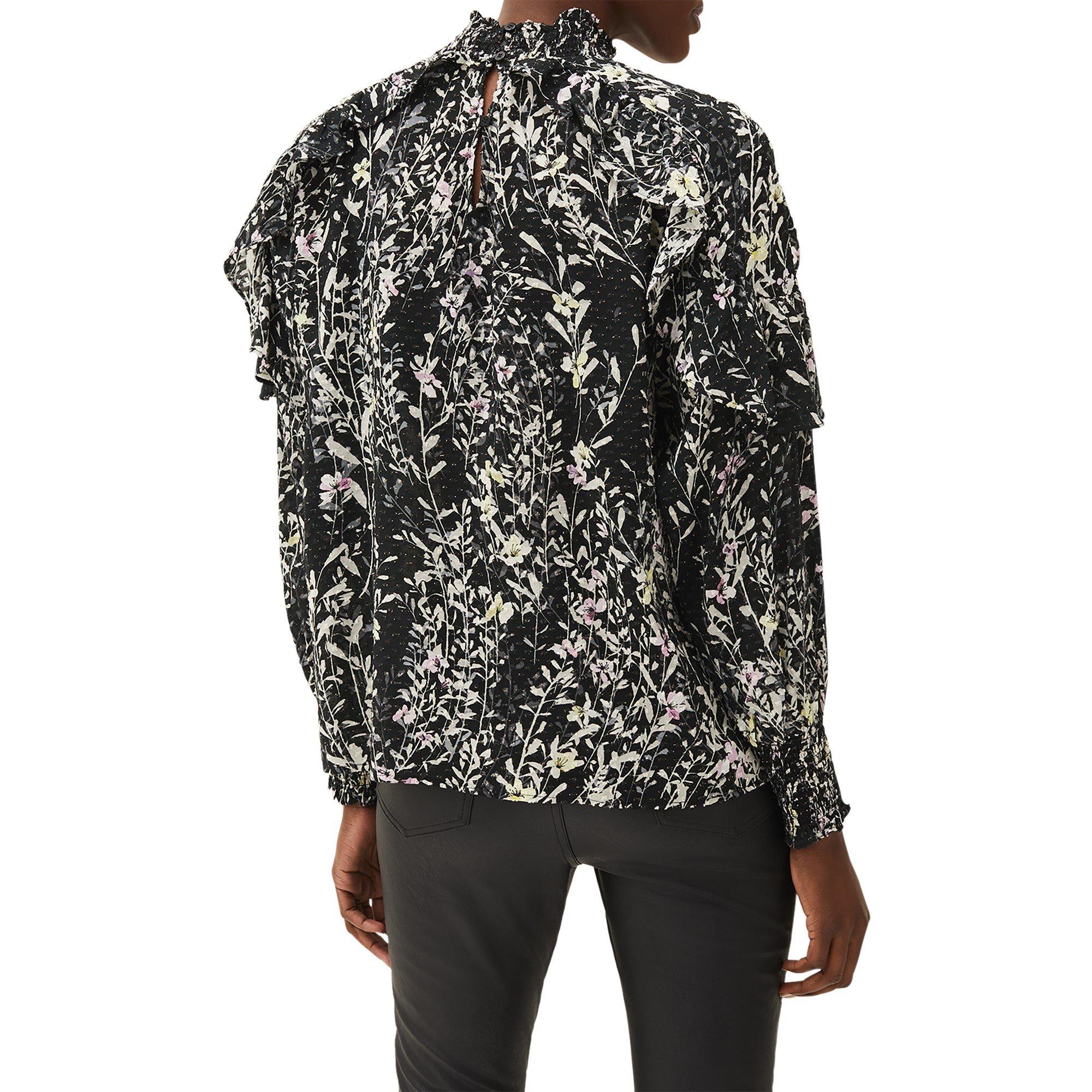 Black - Phase Eight - Daphne High Neck Ruffle Blouse - 3