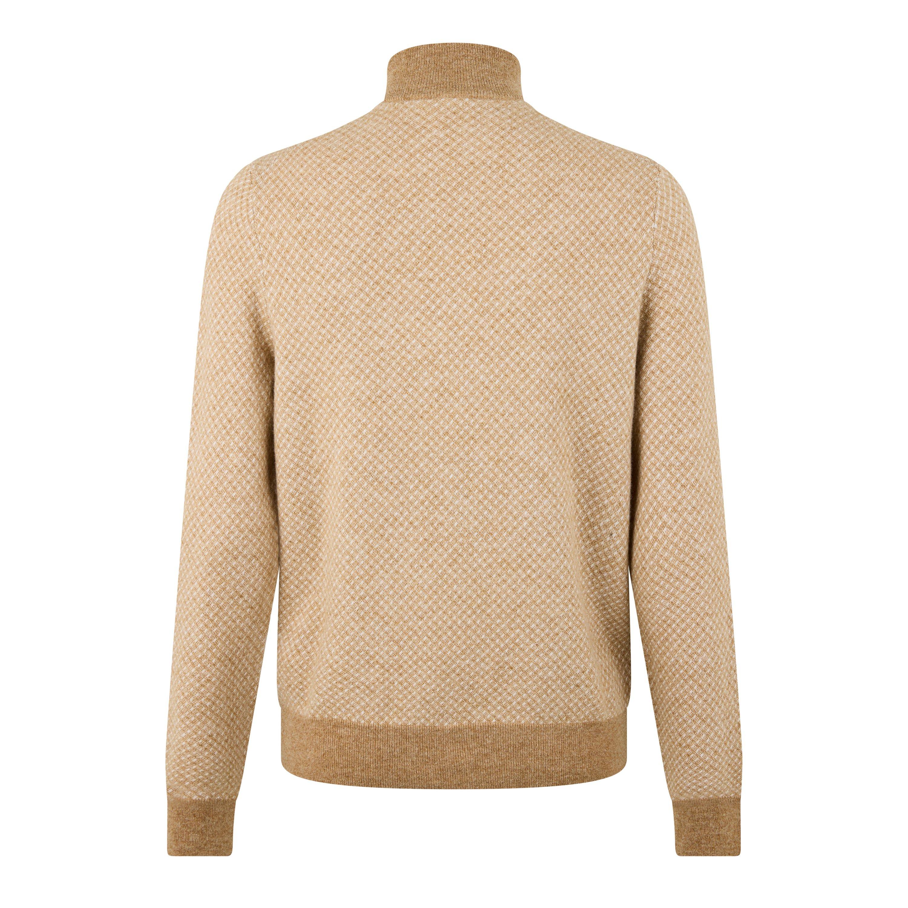 Med Beige 260 - Boss - Men's HEltorino Quarter-Zip Knitted Cotton Sweater - 2