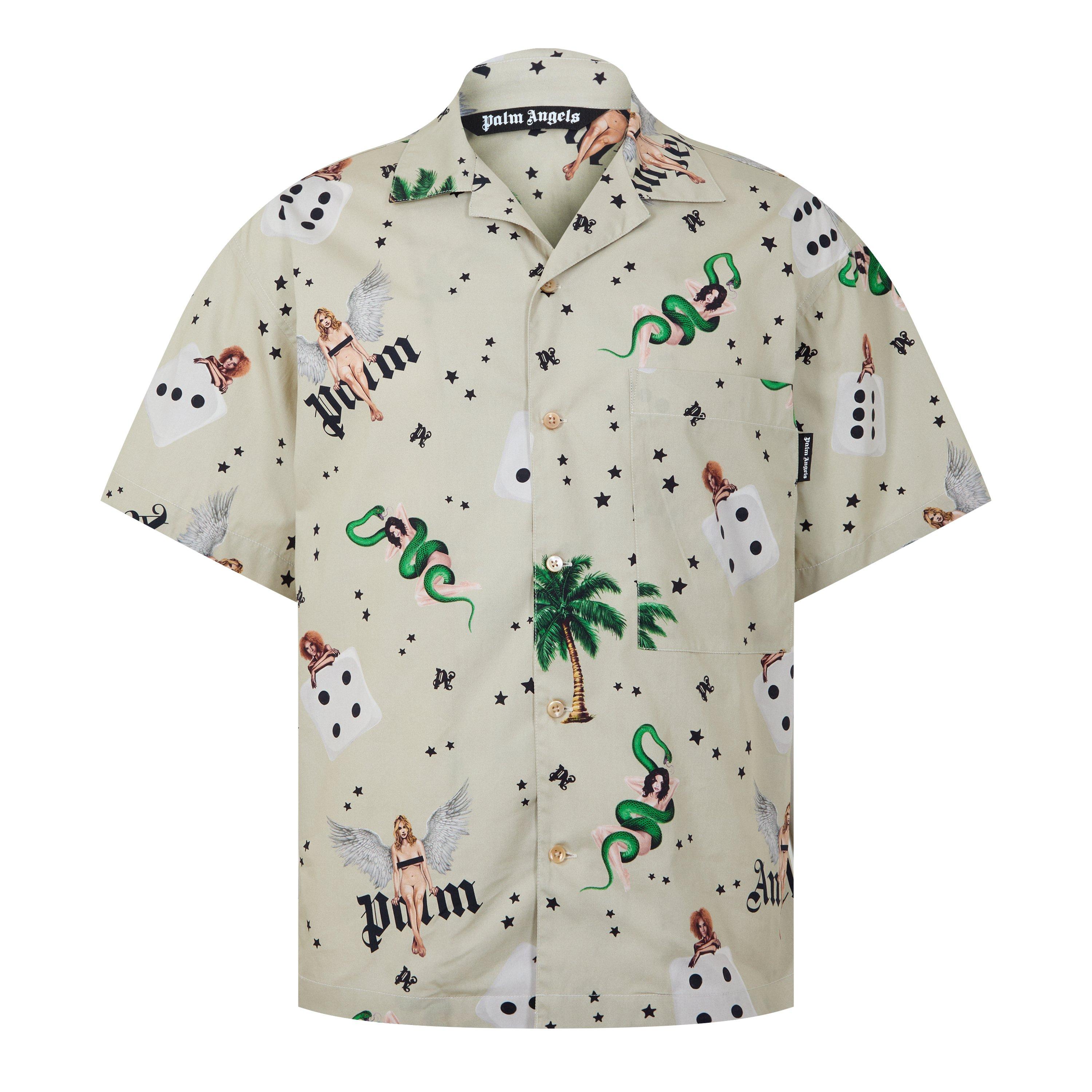Palm Angels Pin Up Bowling Shirt - Ivory - L
