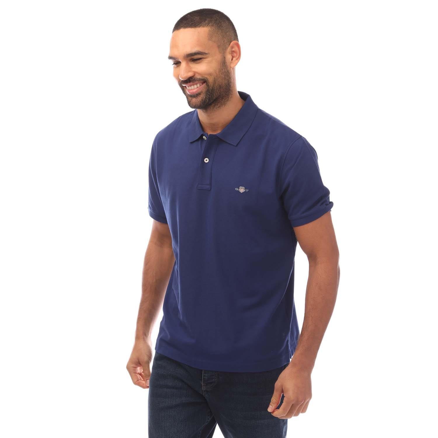 Navy - Gant - Shield Logo Piqu¿ Polo Shirt - 1