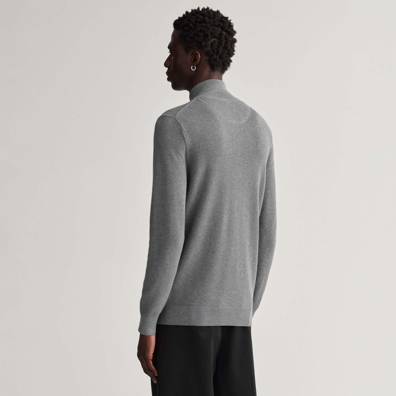 Grey - Gant - Cotton Piqu¿ Zipped Cardigan - 3