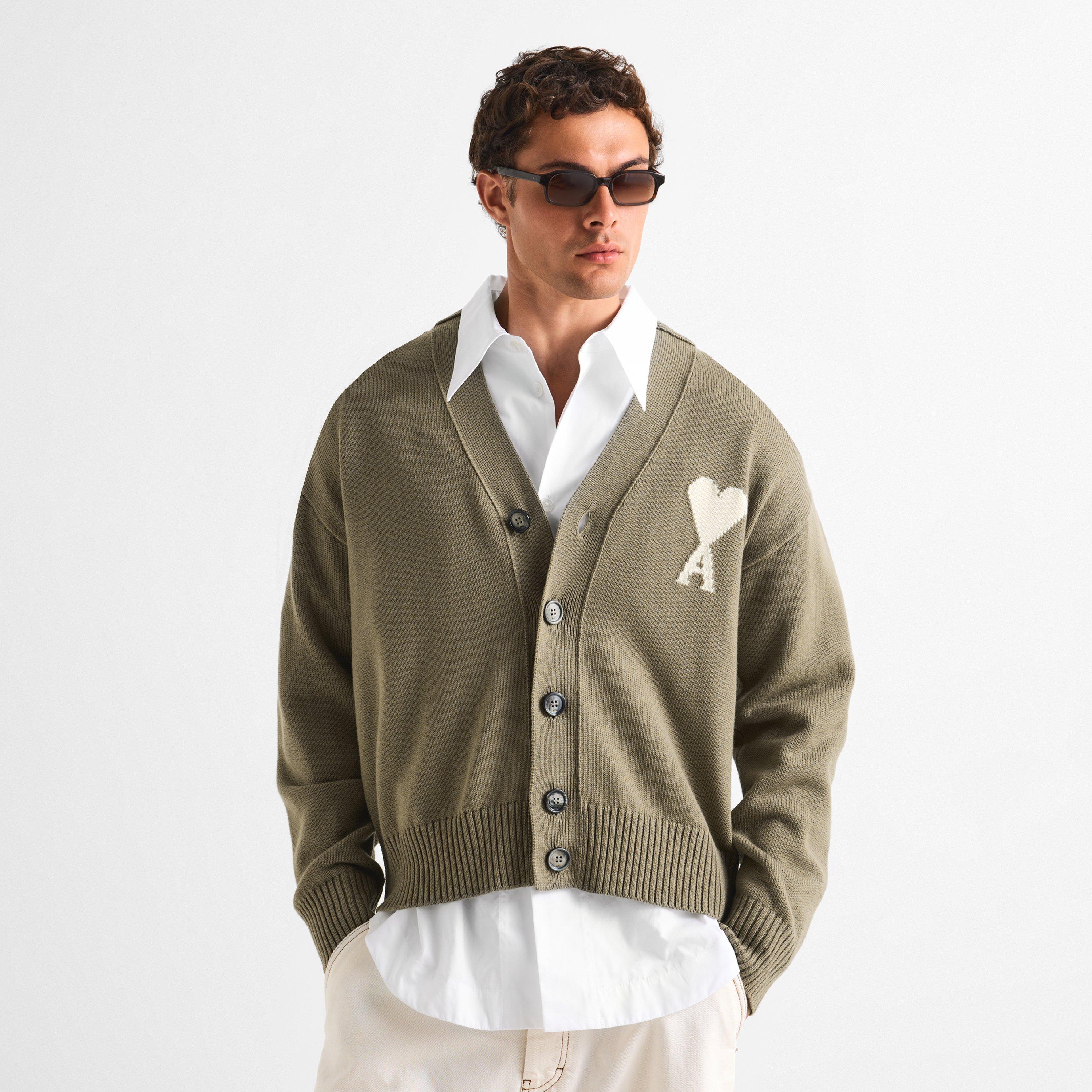 Beige Taupe - Ami Paris - Mens De Coeur Cardigan - 2
