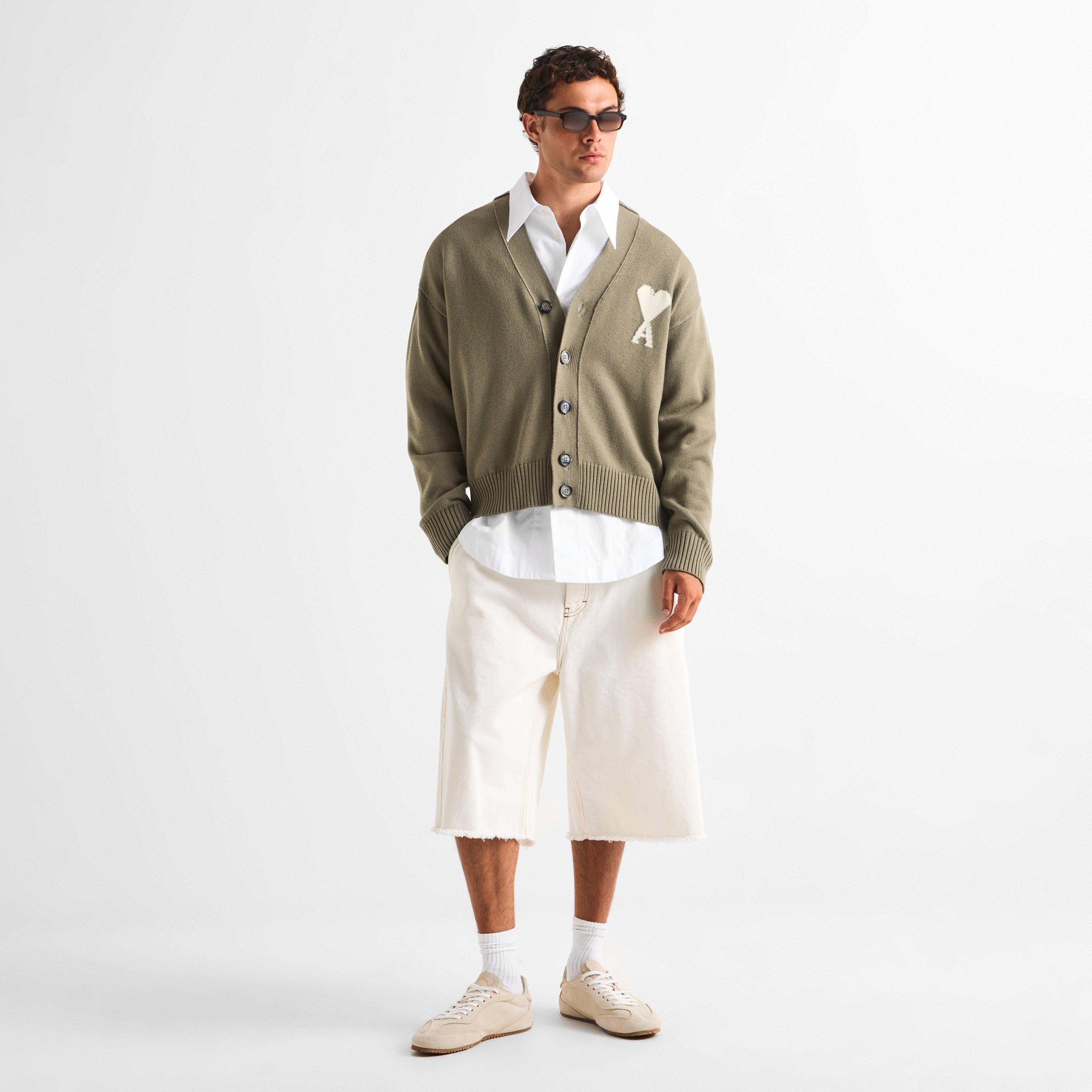 Beige Taupe - Ami Paris - Mens De Coeur Cardigan - 5