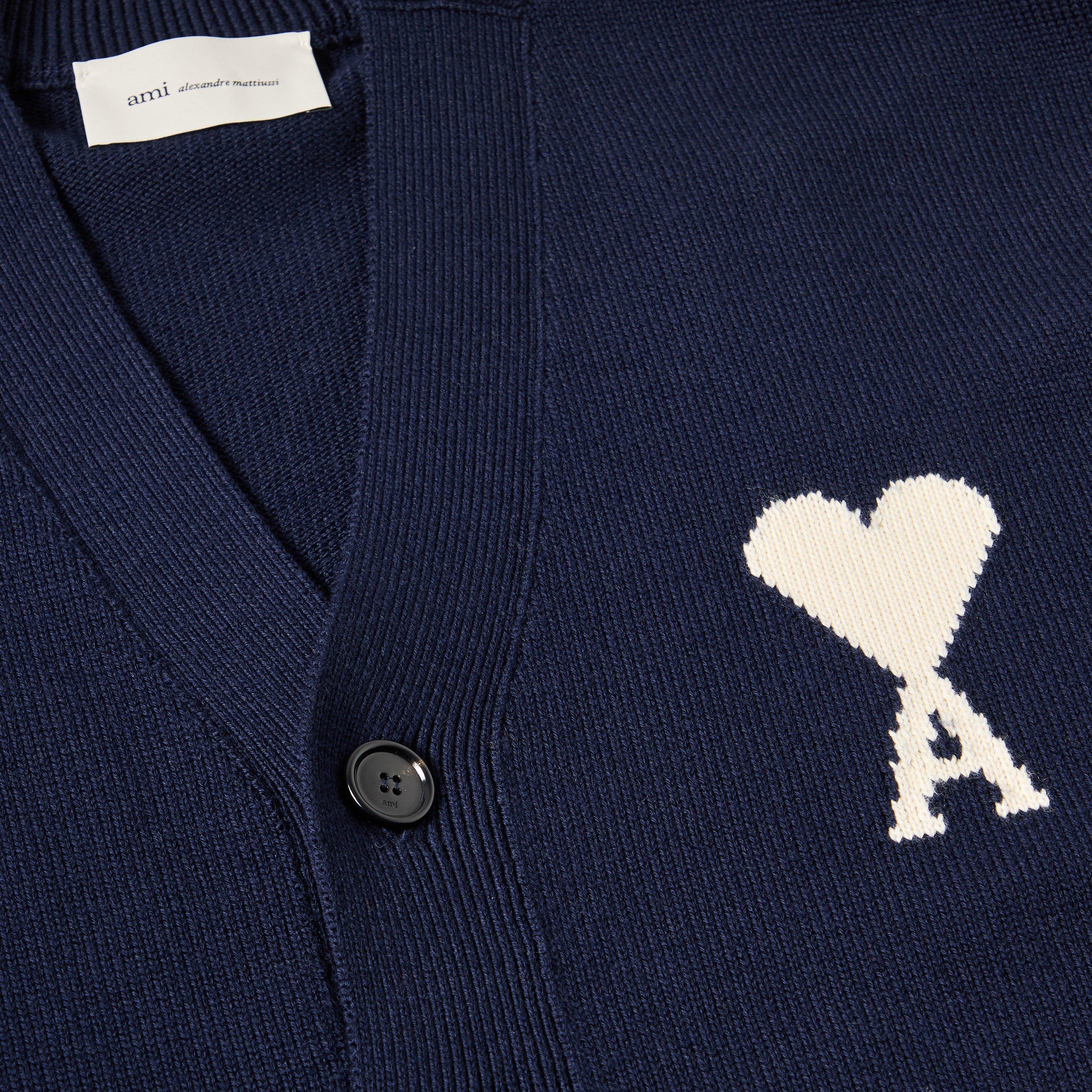 Navy/Ecru - Ami Paris - Mens De Coeur Cardigan - 5