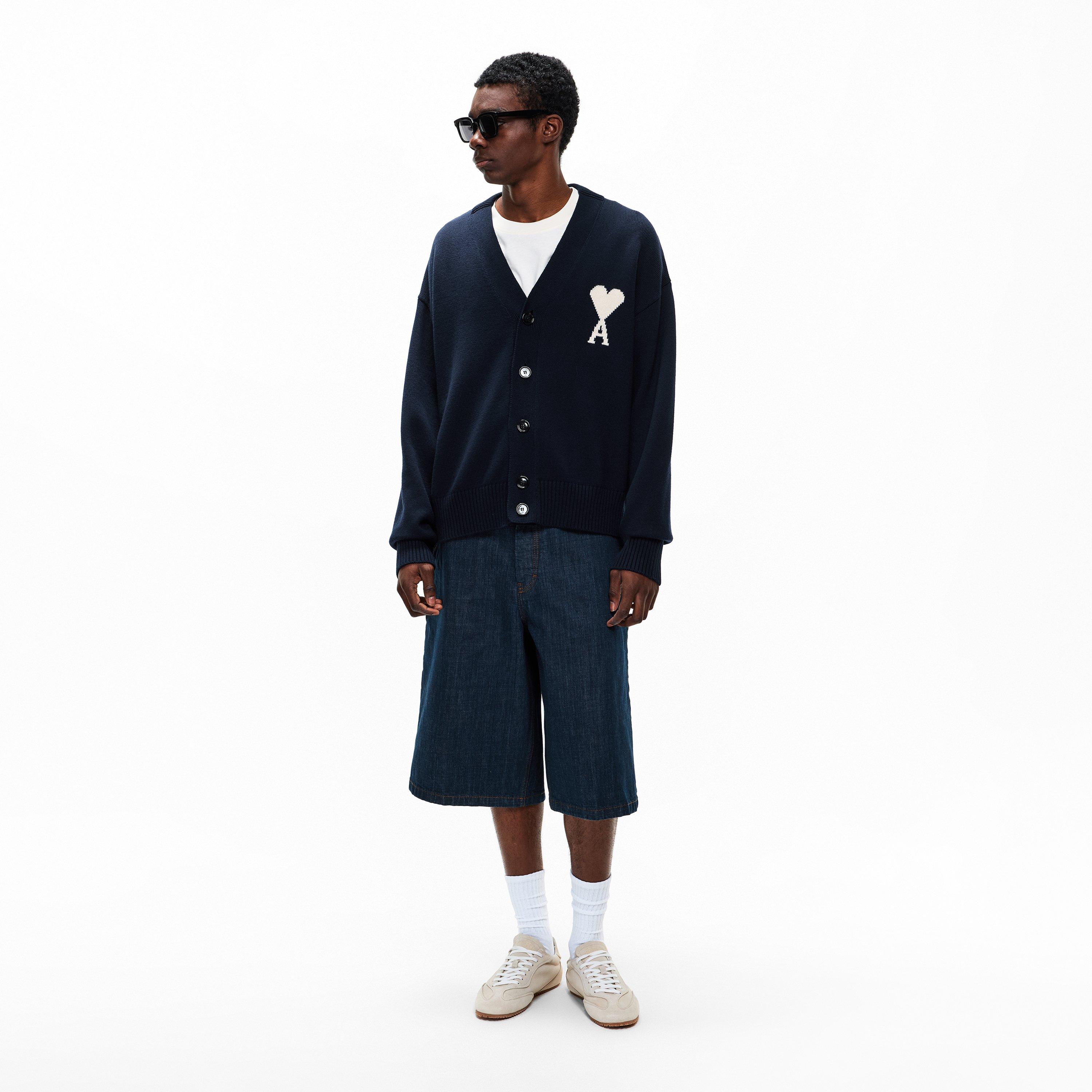 Navy/Ecru - Ami Paris - Mens De Coeur Cardigan - 6