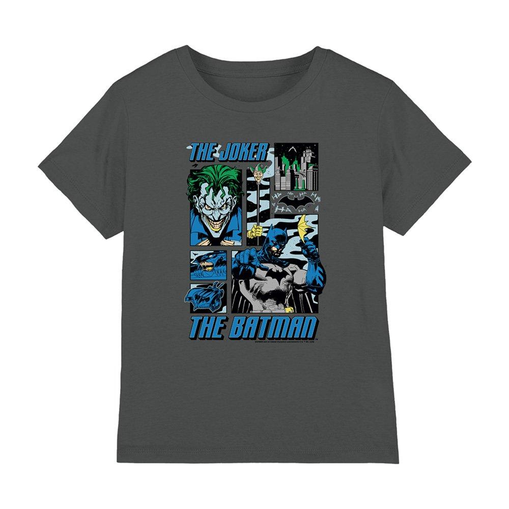 Grey - DC Comics - Batman And Joker Comic Kids T-Shirt Charcoal - 1