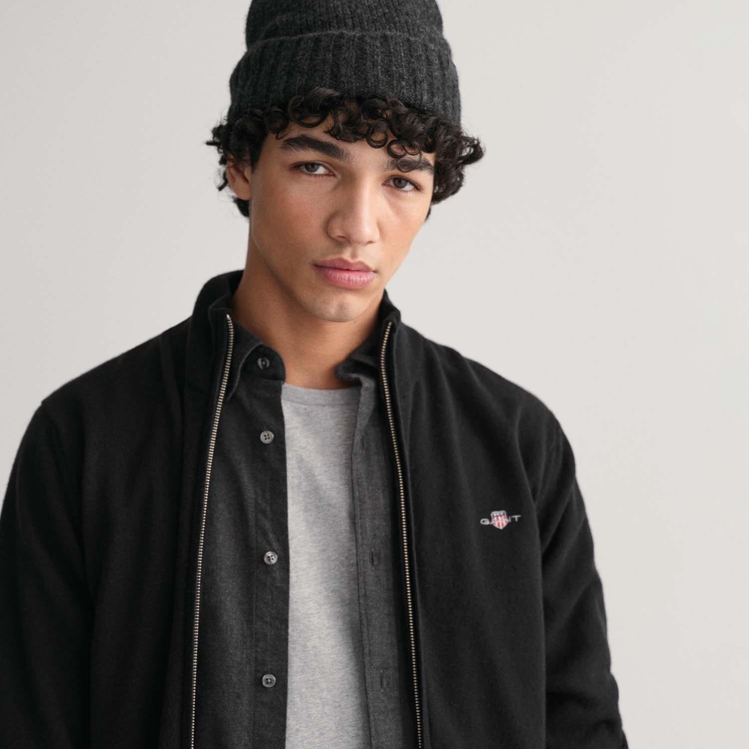 Black - Gant - Superfine Lambswool Zip Cardigan - 3