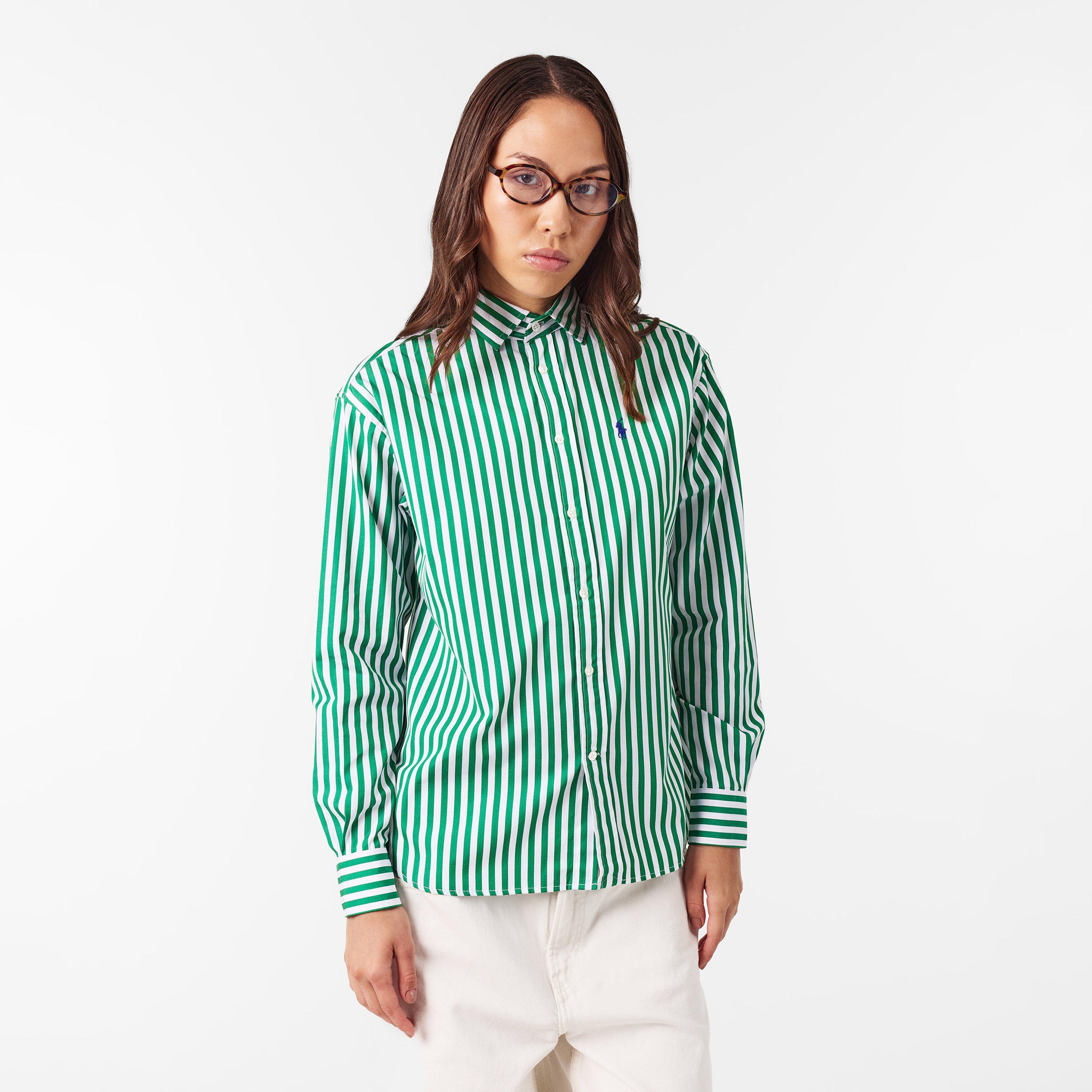 GRN GRS WH - Polo Ralph Lauren - Women's Stripe Long-Sleeve Patterned Shirt - 3