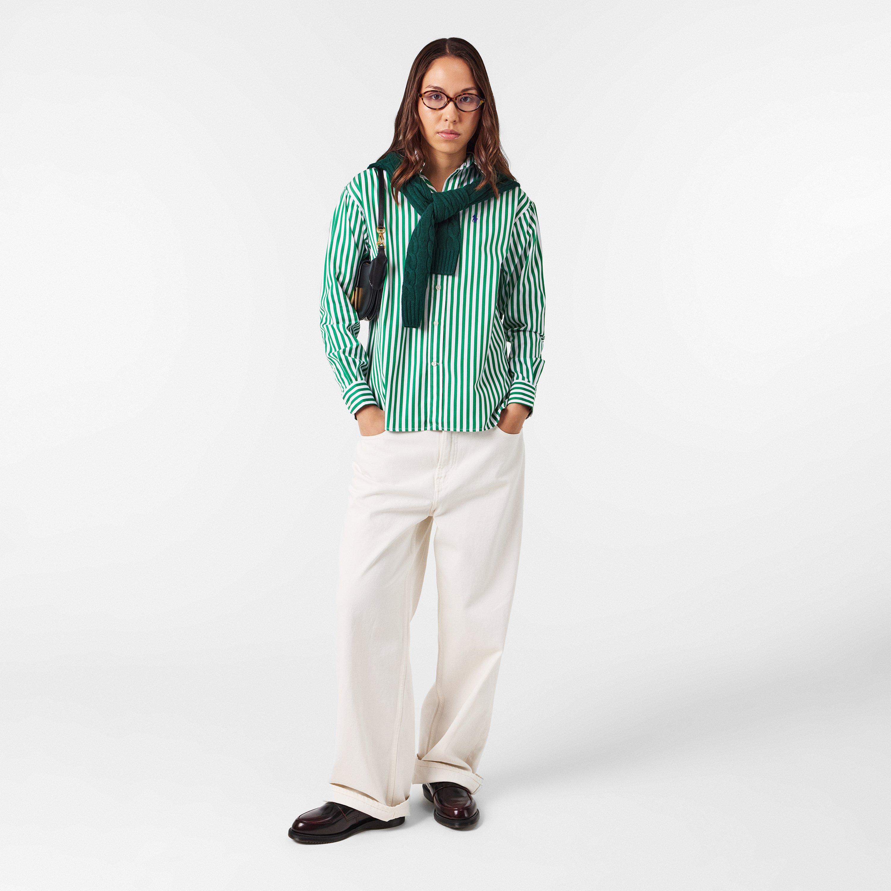 GRN GRS WH - Polo Ralph Lauren - Women's Stripe Long-Sleeve Patterned Shirt - 6