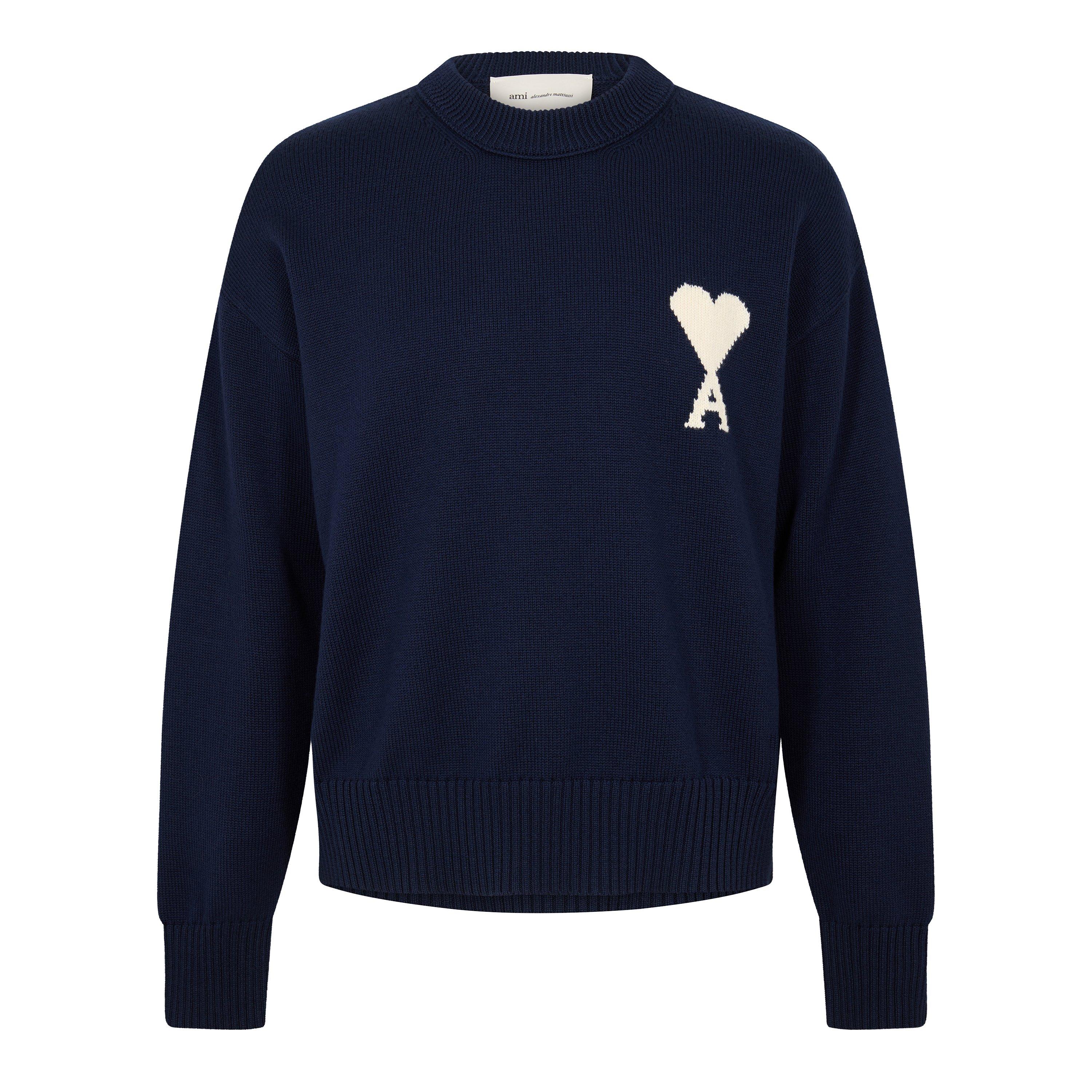 Ami Paris De Coeur Sweatshirt - Navy/Ecru - Small