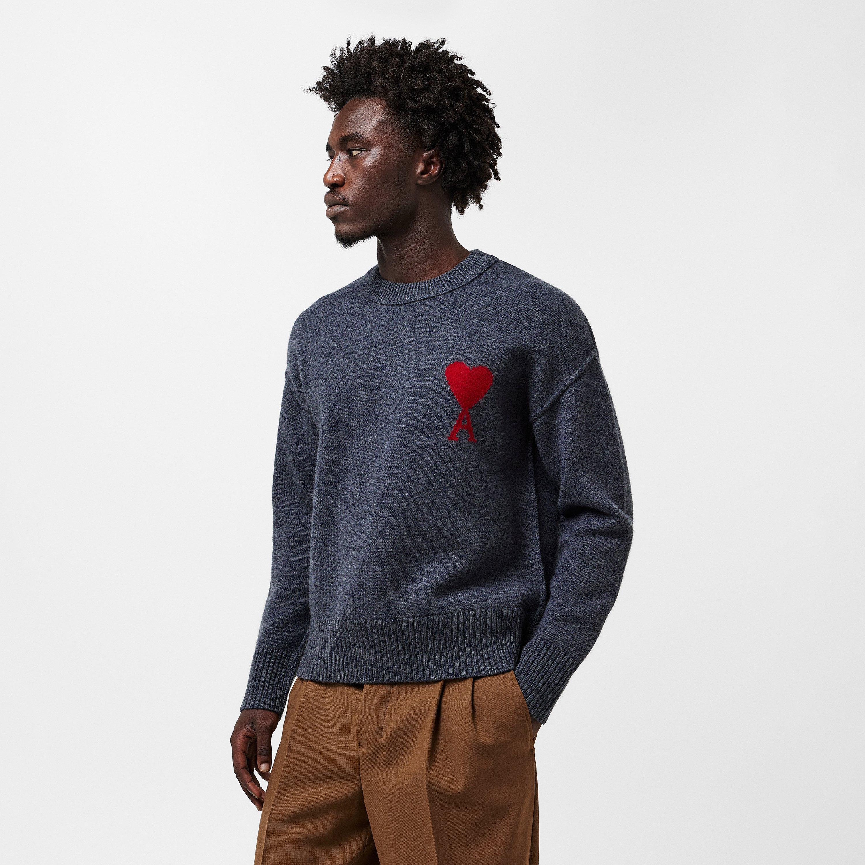 Grey/Red 084 - Ami Paris - De Coeur Sweatshirt - 3