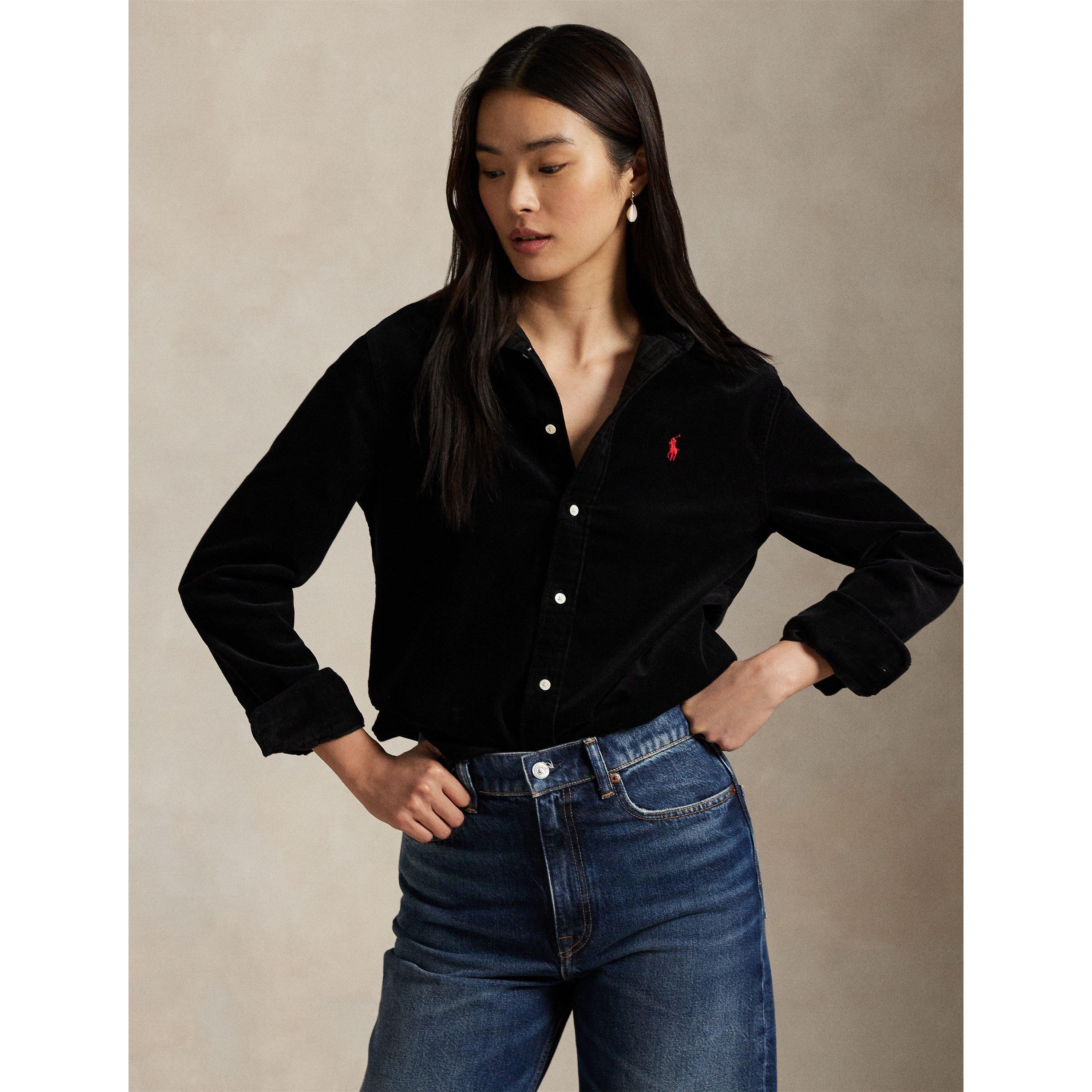 POLO BLACK - Polo Ralph Lauren - Women's Cord Long-Sleeve Plain Shirt - 2