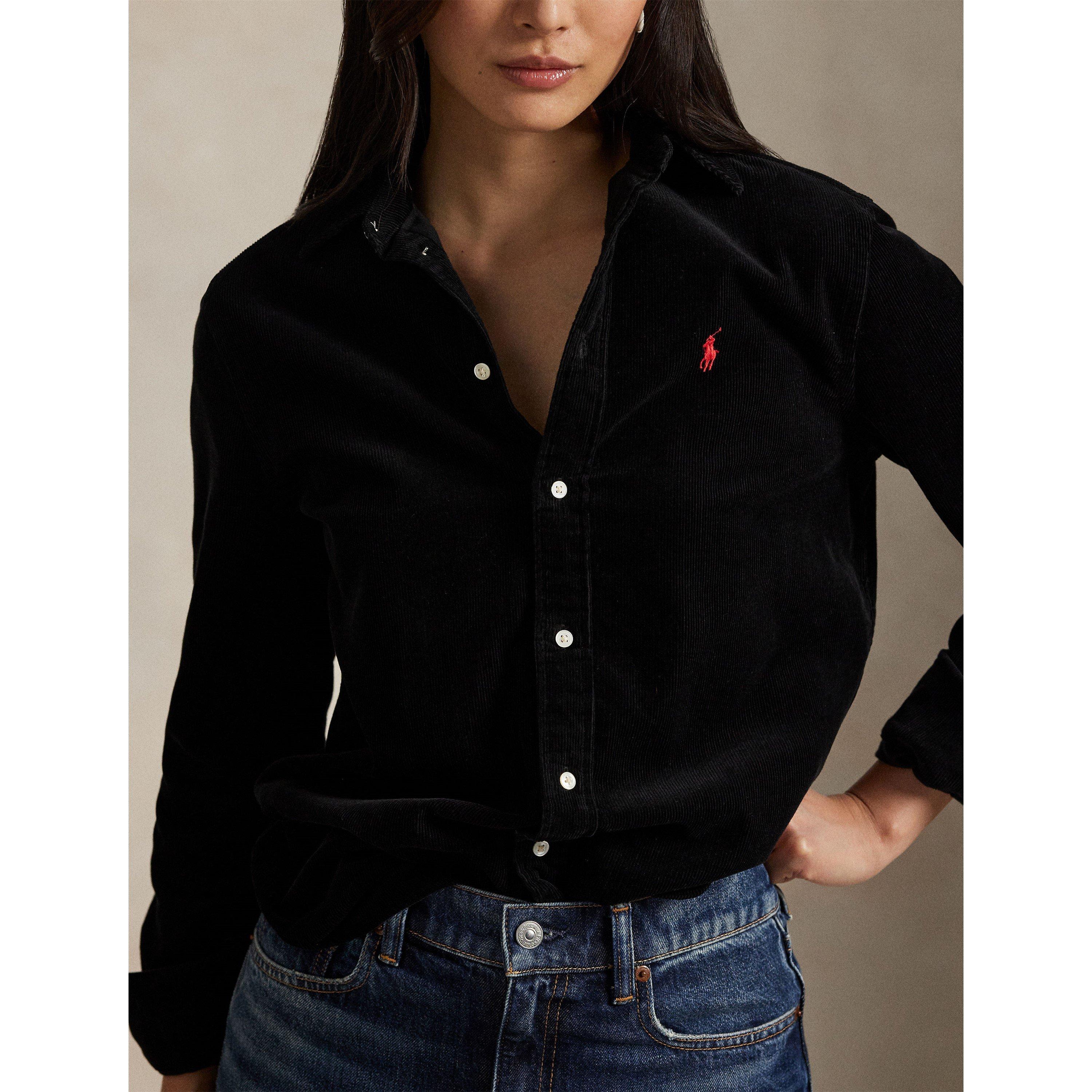 POLO BLACK - Polo Ralph Lauren - Women's Cord Long-Sleeve Plain Shirt - 4
