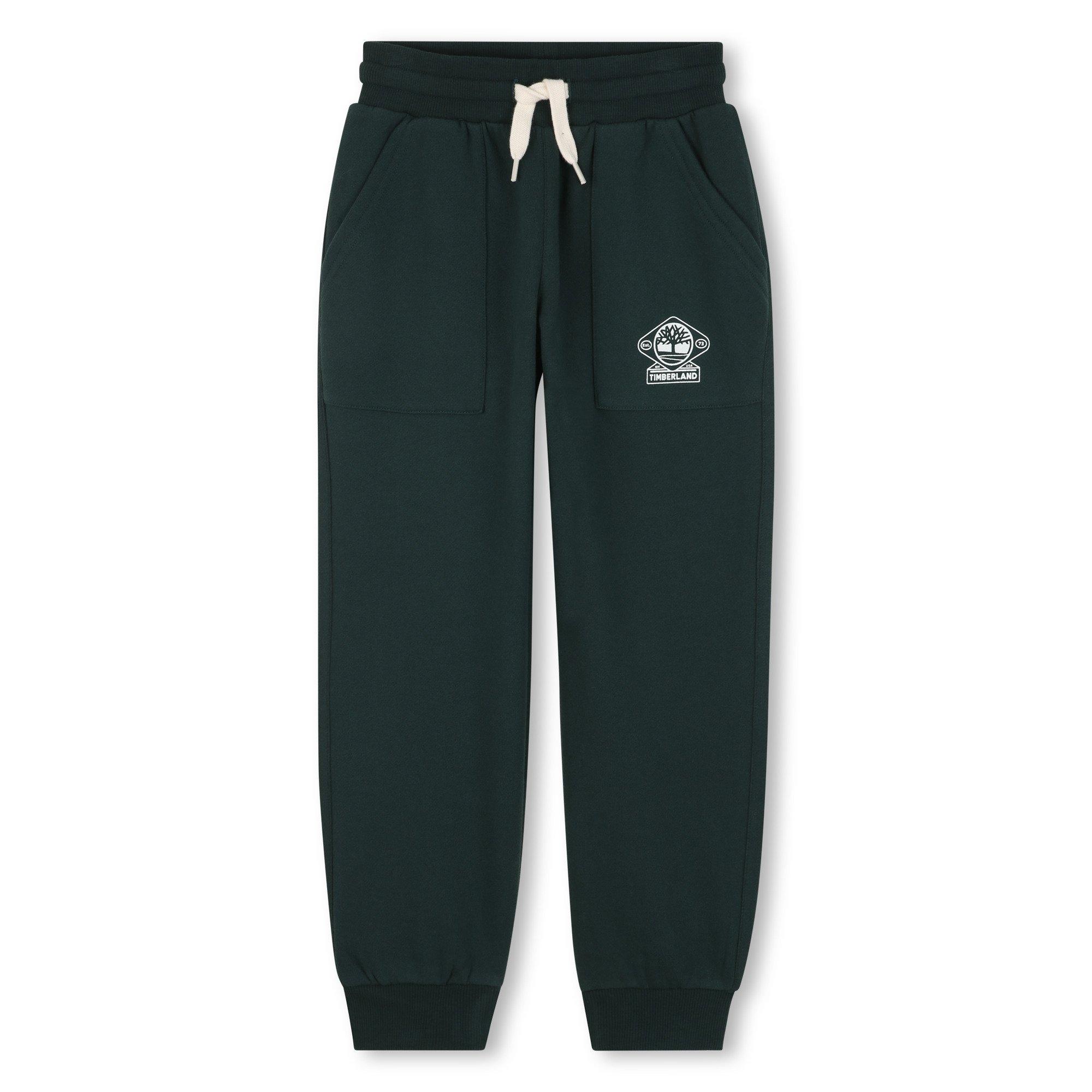 Dark Green - Timberland - Kids' Small Logo Closed Hem Fleece Joggers - 1