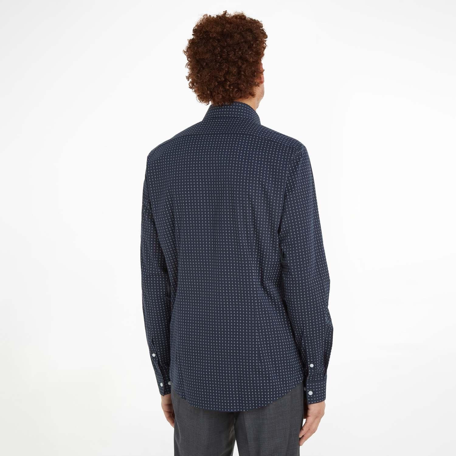 Blue - Calvin Klein - Micro Print Poplin Shirt - 4