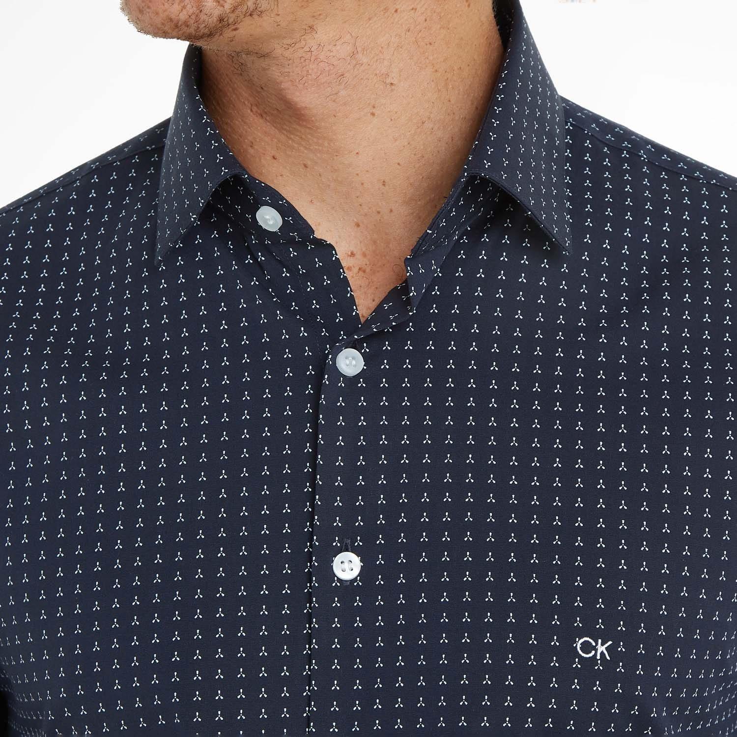 Blue - Calvin Klein - Micro Print Poplin Shirt - 5