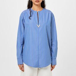 Valentino Striped Logo Plaque Shirt