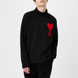 Ami Paris Ami De Coeur Funnel Neck Sweater