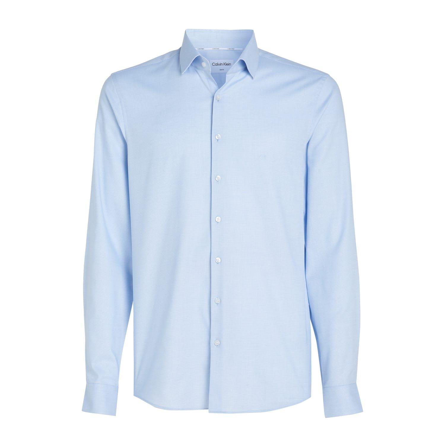 Blue - Calvin Klein - Micro Structure Slim-Fit Shirt - 1