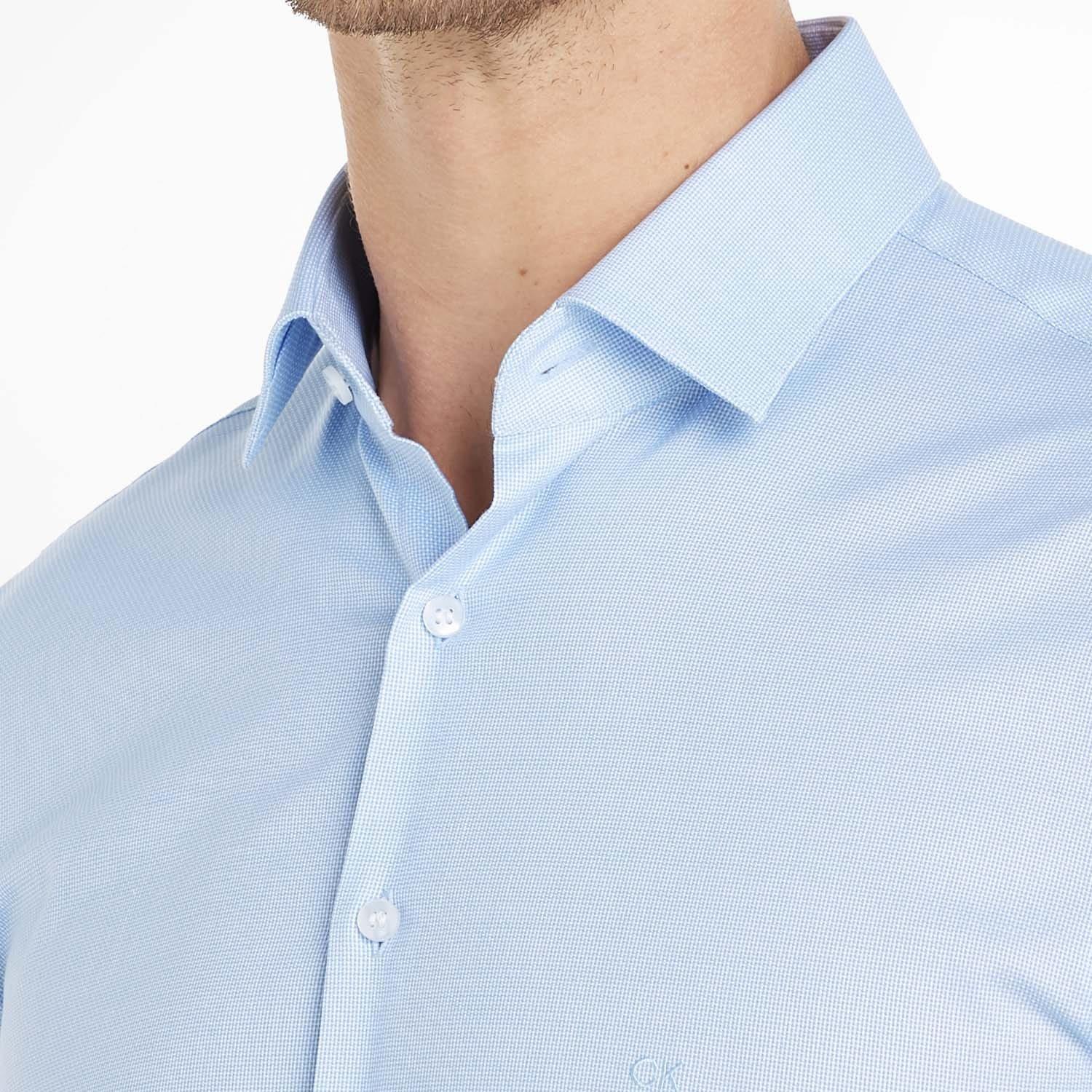 Blue - Calvin Klein - Micro Structure Slim-Fit Shirt - 5