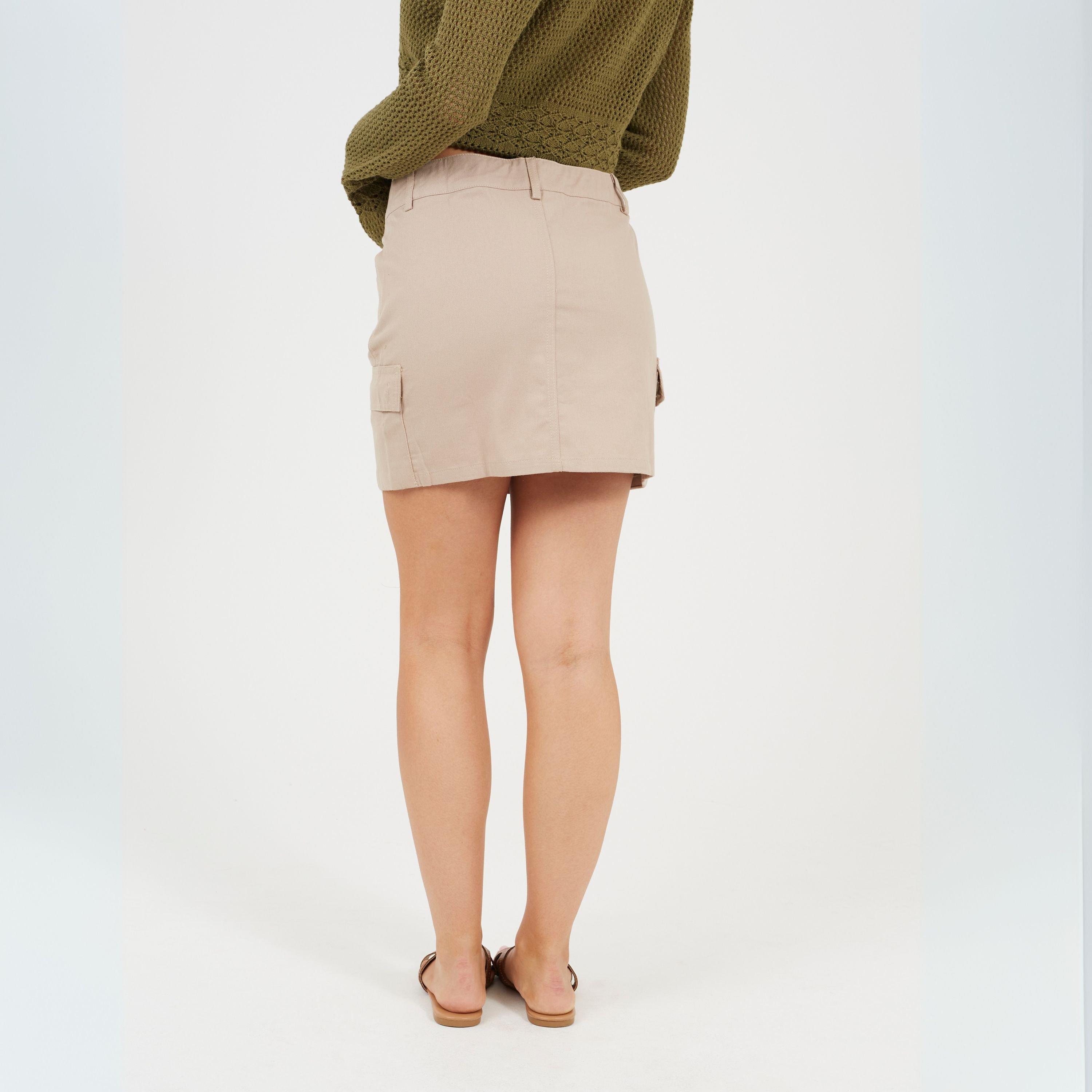Stone - Brave Soul - Womens Denim Mini Skirt with Cargo Pockets - 2