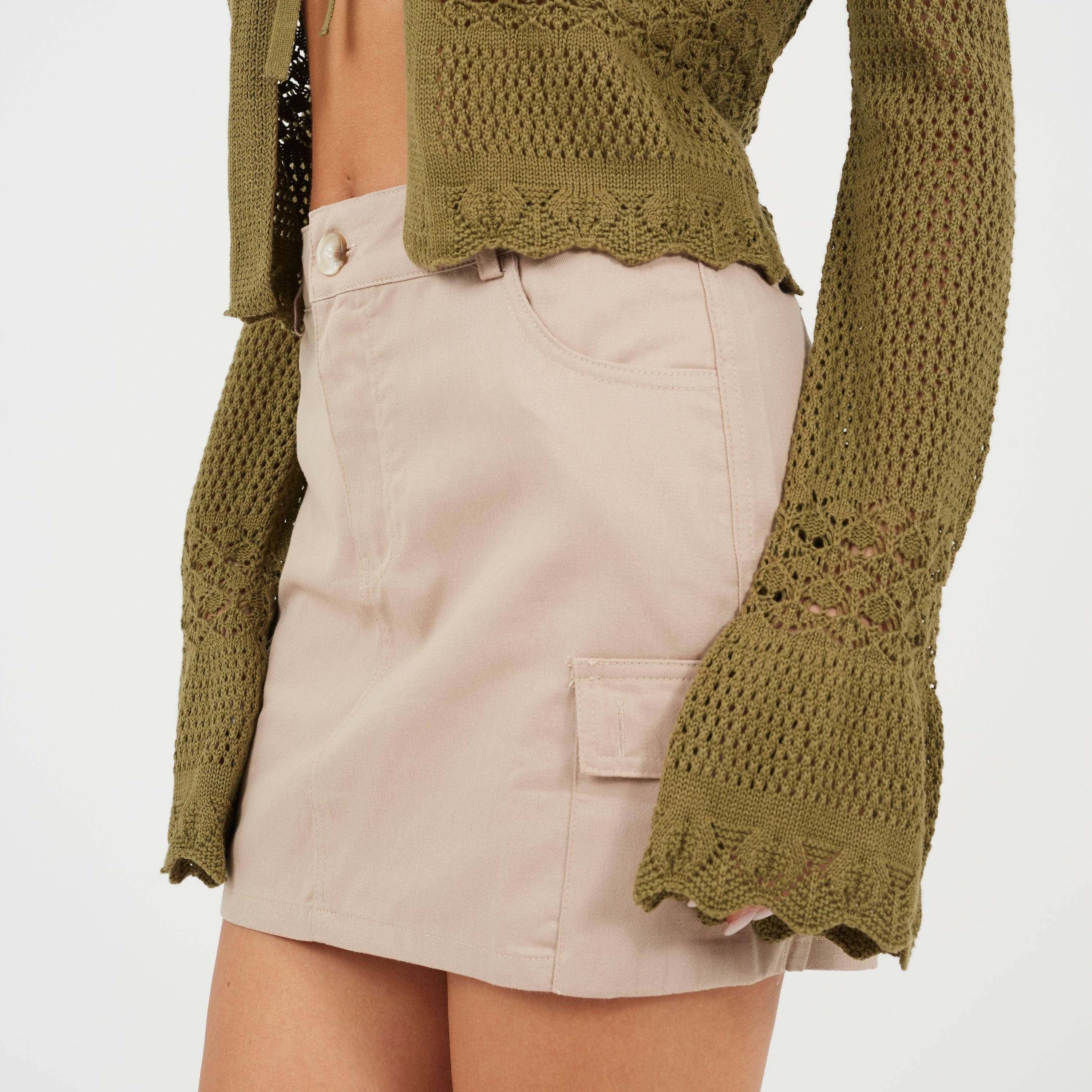 Stone - Brave Soul - Womens Denim Mini Skirt with Cargo Pockets - 3