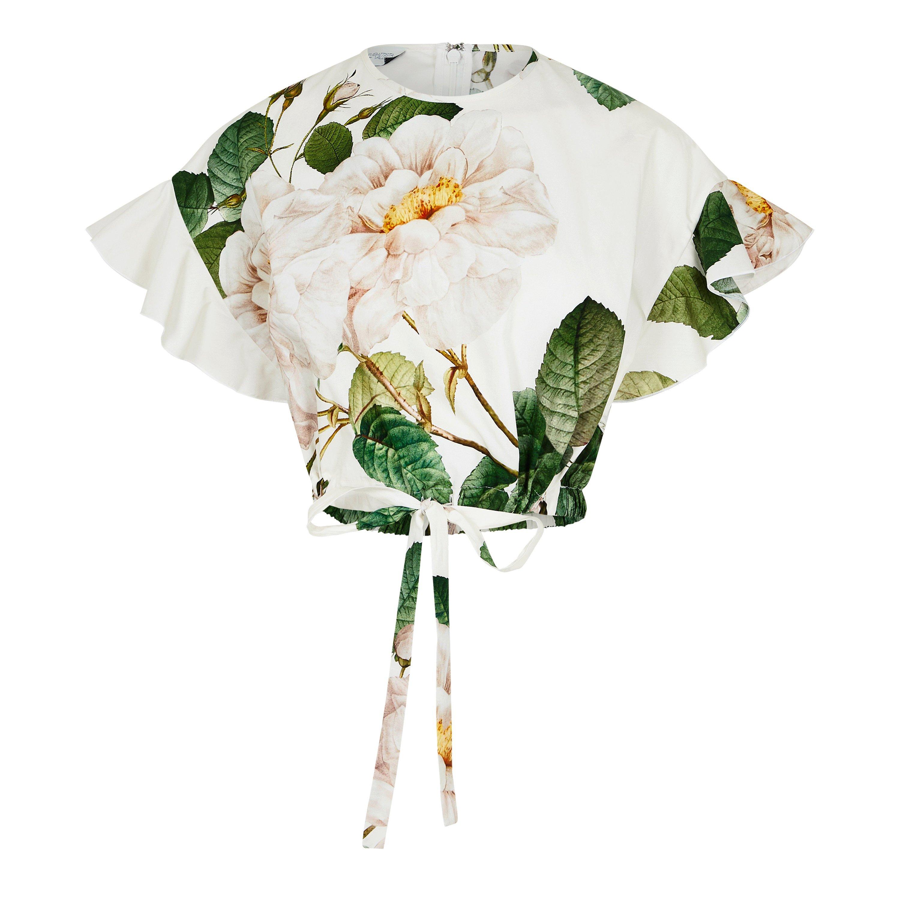 Ivory/Green - Giambattista Valli - Women's Poplin Crop Top - 5