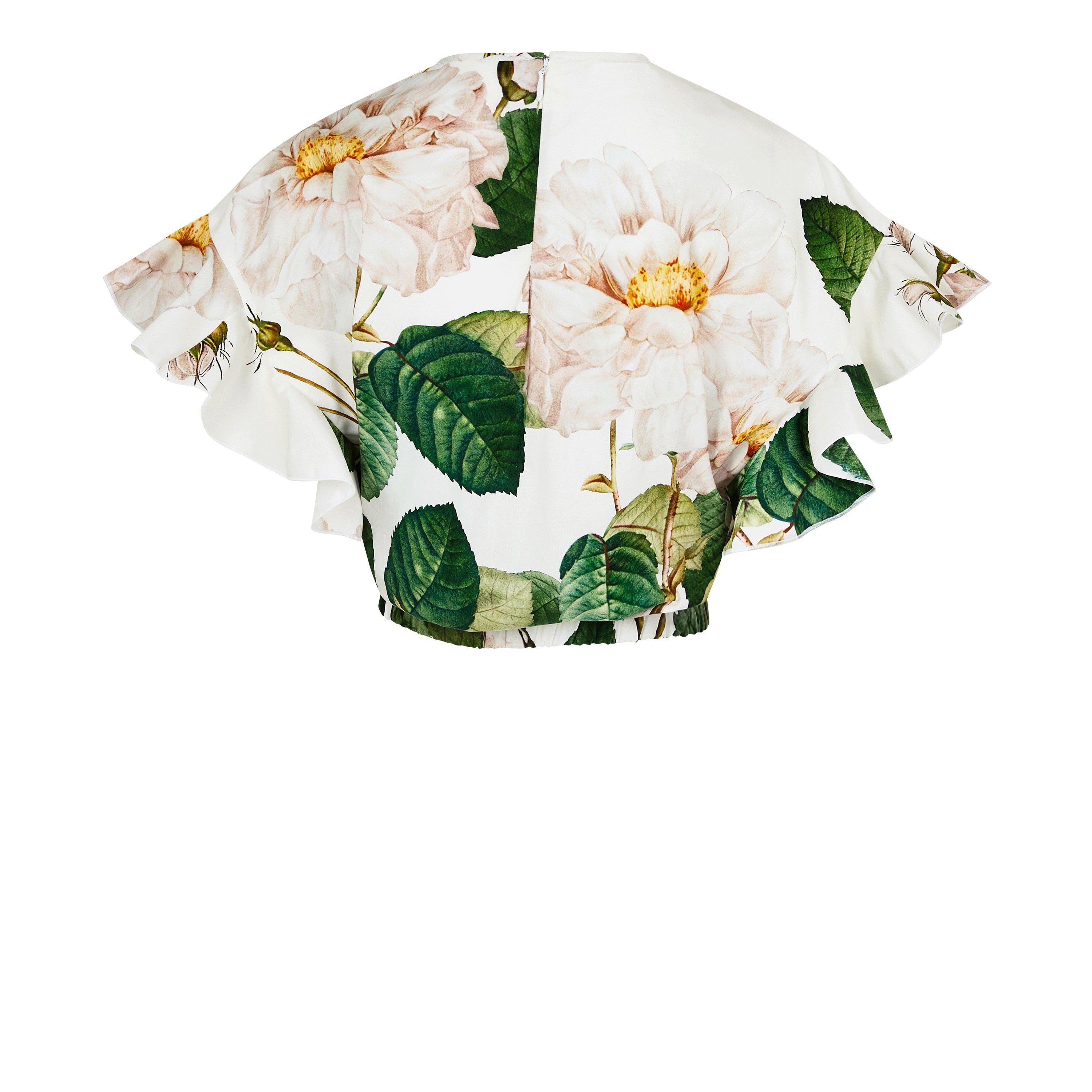 Ivory/Green - Giambattista Valli - Women's Poplin Crop Top - 6