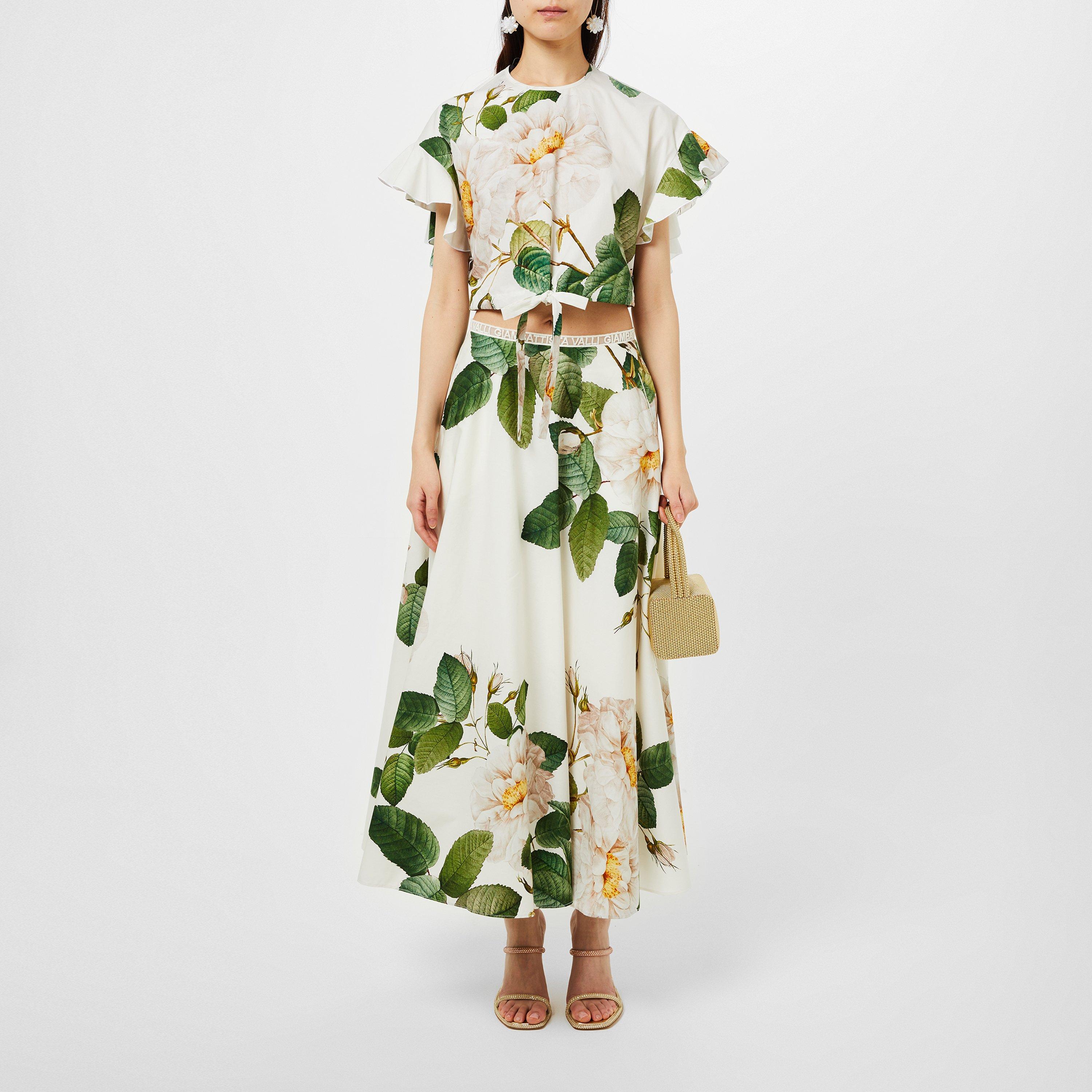 Ivory/Green - Giambattista Valli - Women's Poplin Crop Top - 4