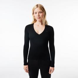 Lacoste Seamless V Neck Ribbed Sweater