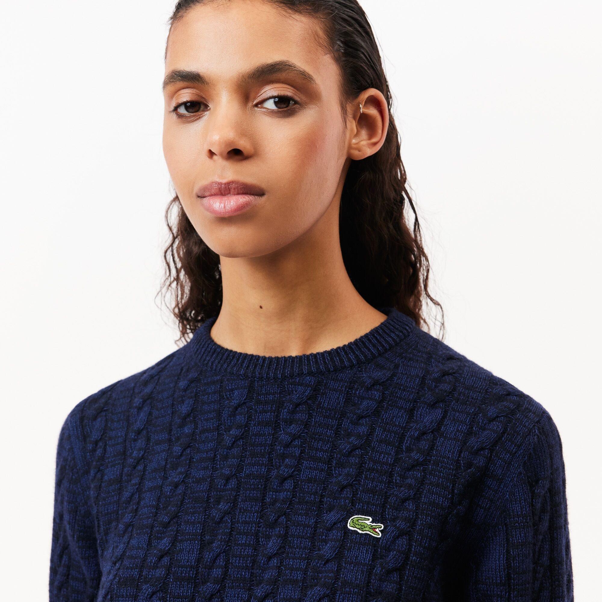 Lacoste Cable Knit Jumper Crew Neck Jumpers Sports Direct