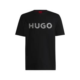 Hugo Houndstooth Logo Regular-Fit T-Shirt