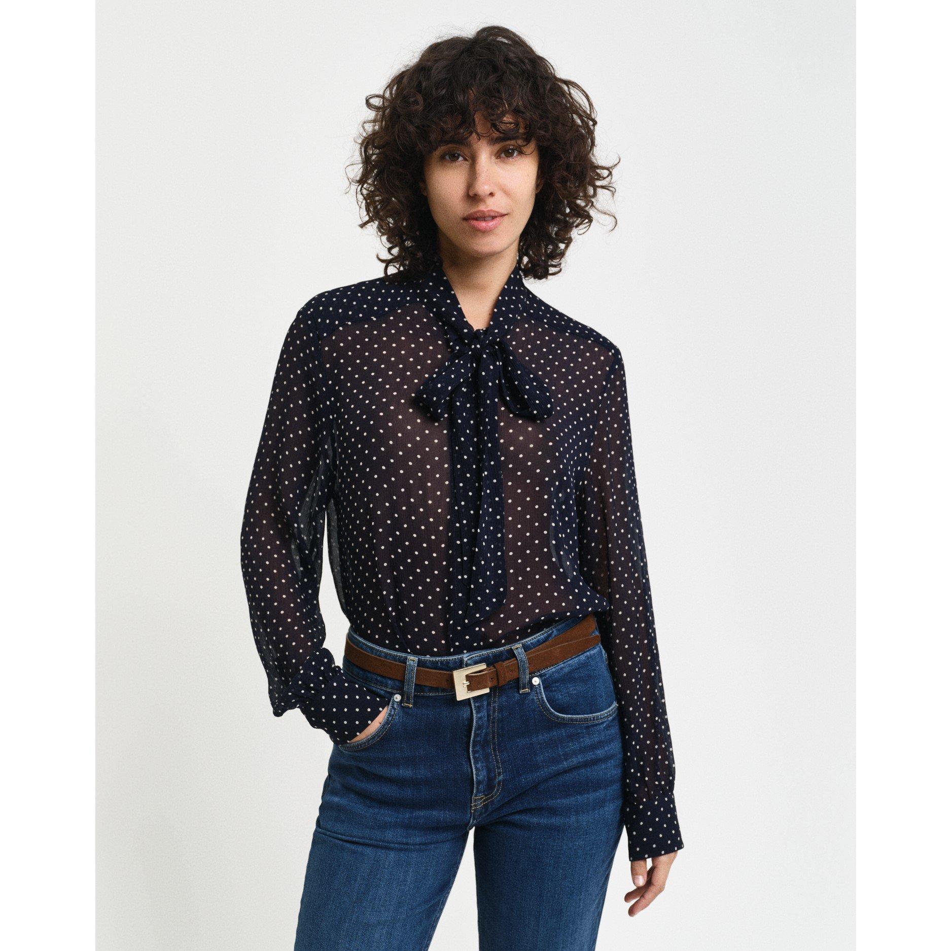 Gant Women's Dot Print Bow Long-Sleeve Patterned Shirt